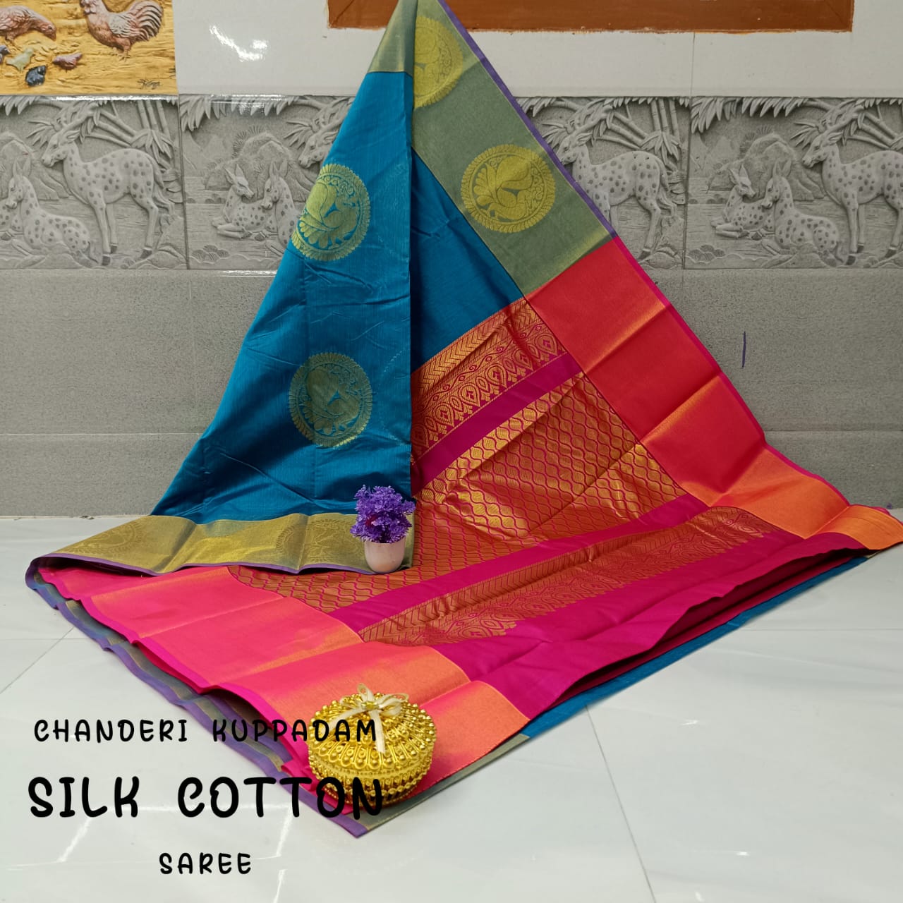 Chanderi Kuppadam Rich Silk Cotton Saree – Big Butta Design