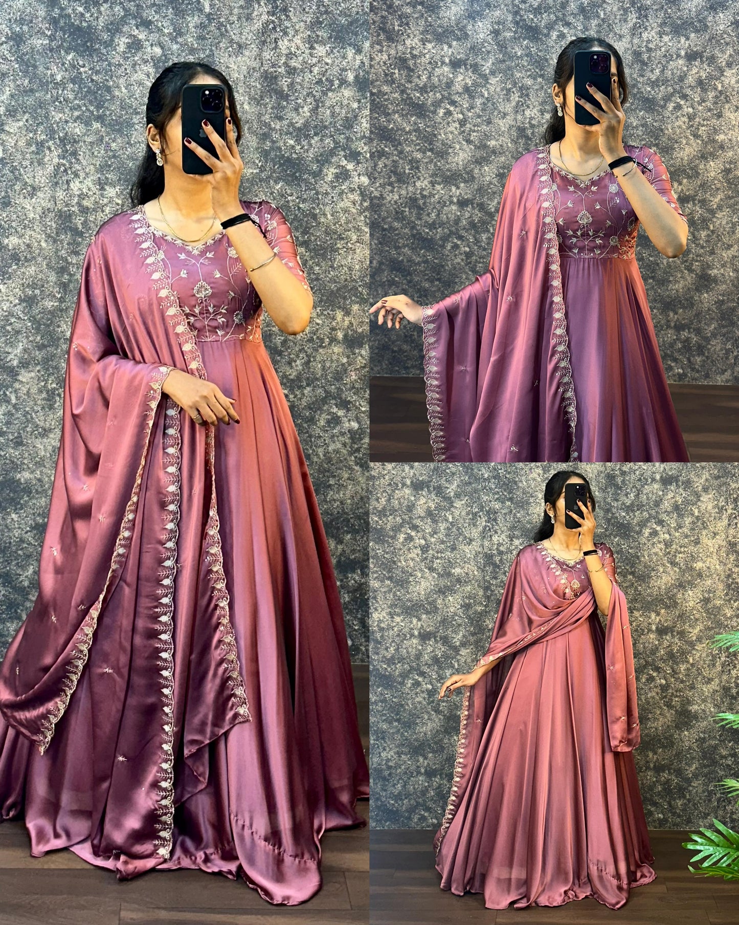 Ambika Silk Embroidered Gown Set with Dupatta – Festive Special (Copy)