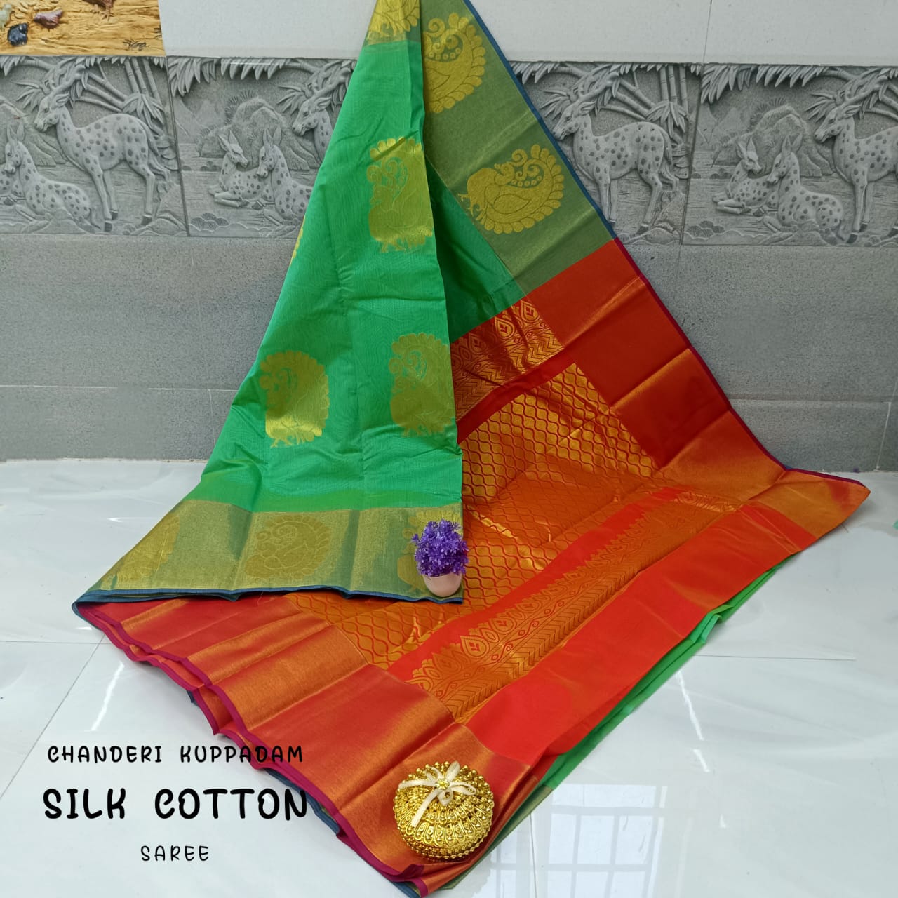 Chanderi Kuppadam Rich Silk Cotton Saree – Big Butta Design
