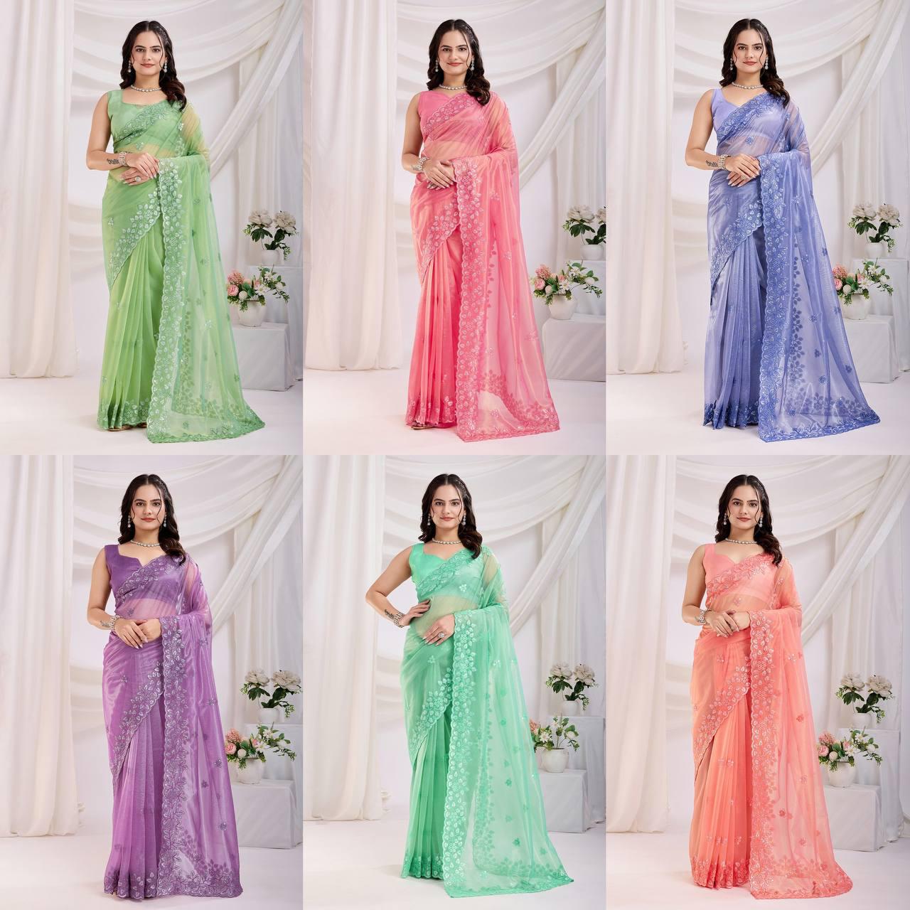 Cocktail Party Wear Twill Net Saree with Sequins Embroidery and Digital Print