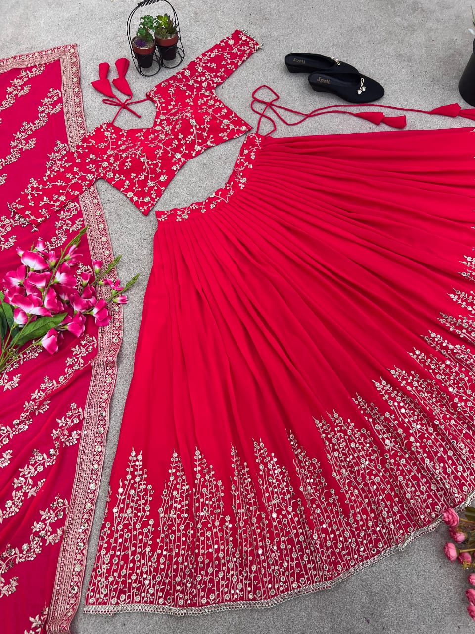 ✨ Elegant Embroidered Sequence Designer Lehenga Set – Premium Partywear