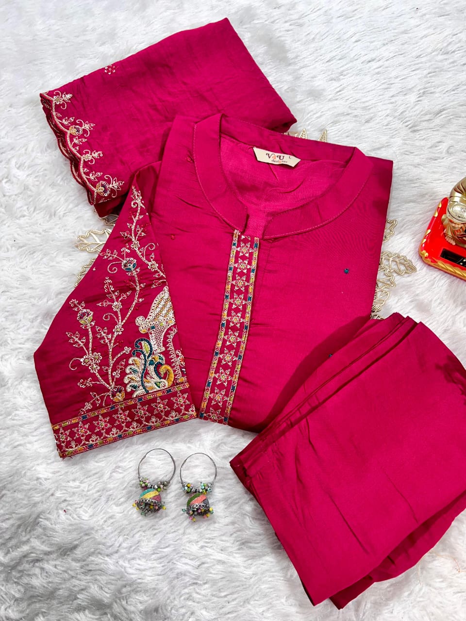 ✨ Festive Traditional Muslin Silk Kurti Set ✨