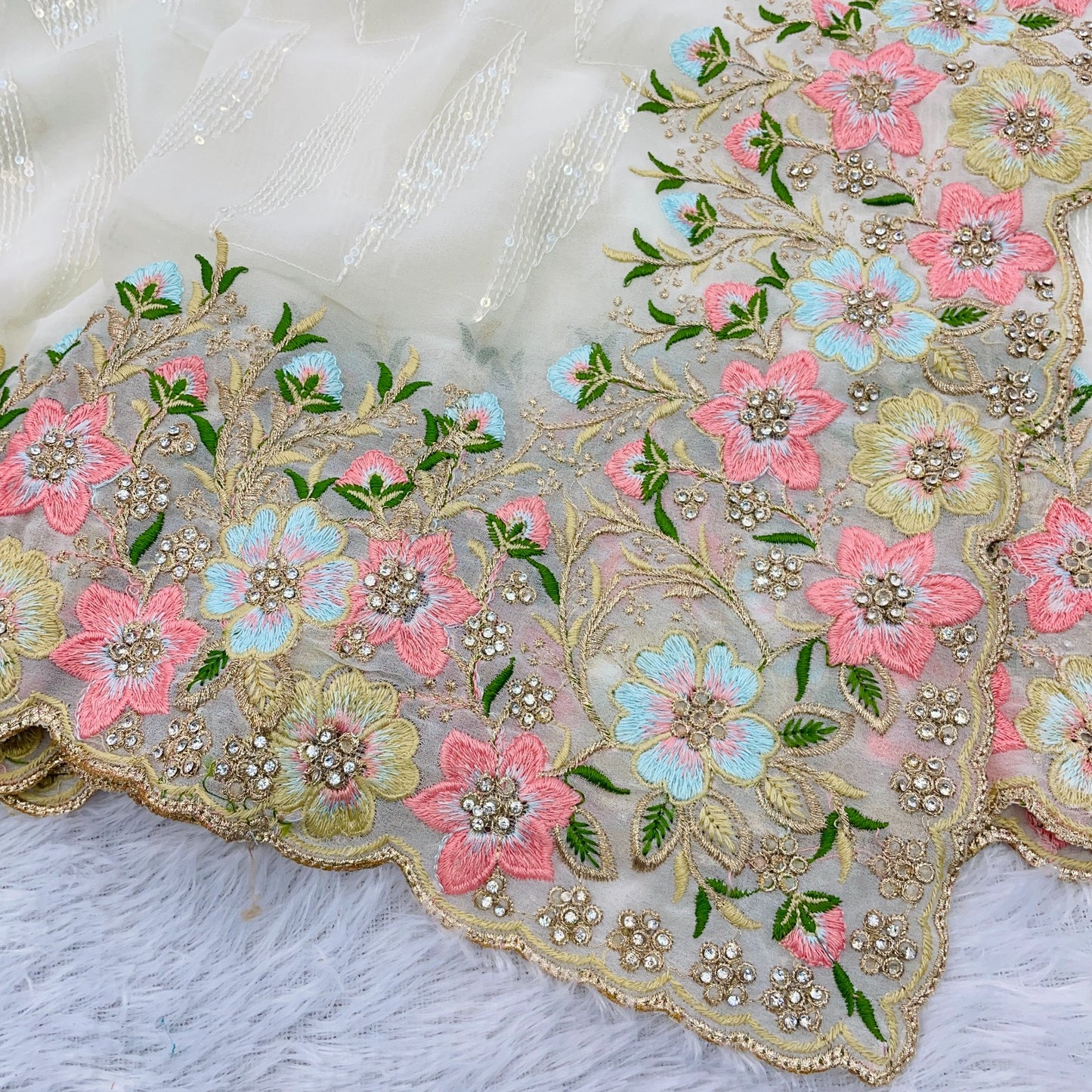 Premium Georgette Saree with Sequence & Stone Work