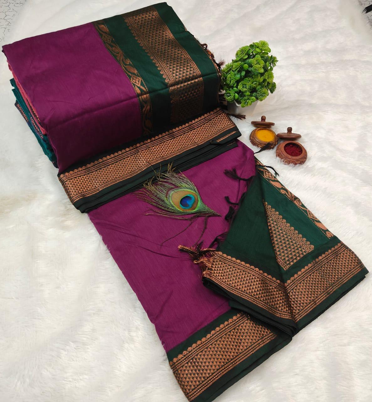 Kalyani Cotton Saree – Gadwal Paithani Style with Grand Jari Pallu