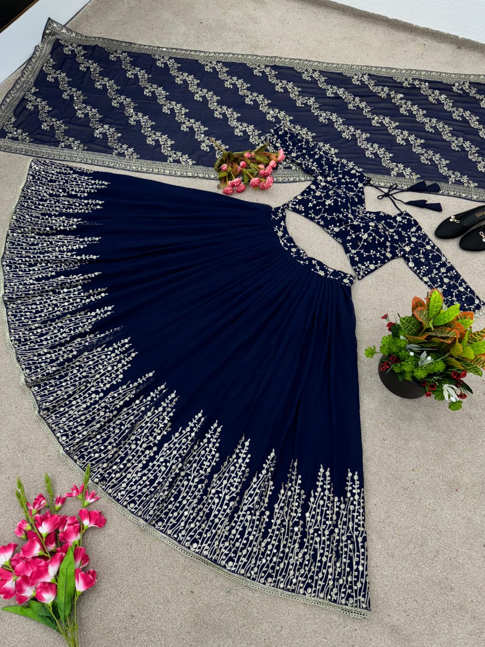 ✨ Elegant Embroidered Sequence Designer Lehenga Set – Premium Partywear