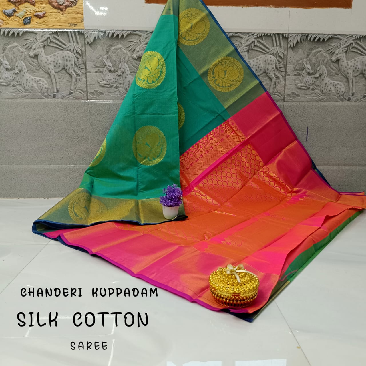 Chanderi Kuppadam Rich Silk Cotton Saree – Big Butta Design