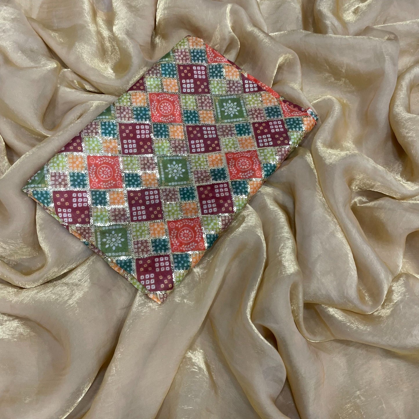 Space Silk Saree with Designer Mirror Work Blouse