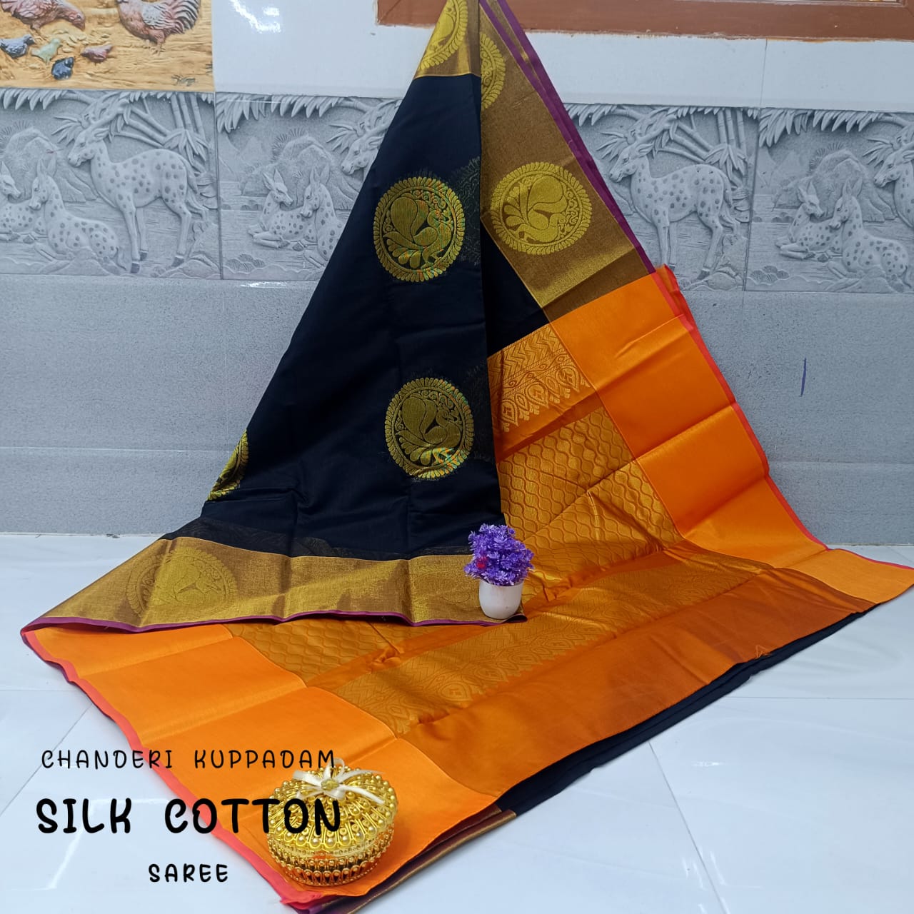Chanderi Kuppadam Rich Silk Cotton Saree – Big Butta Design