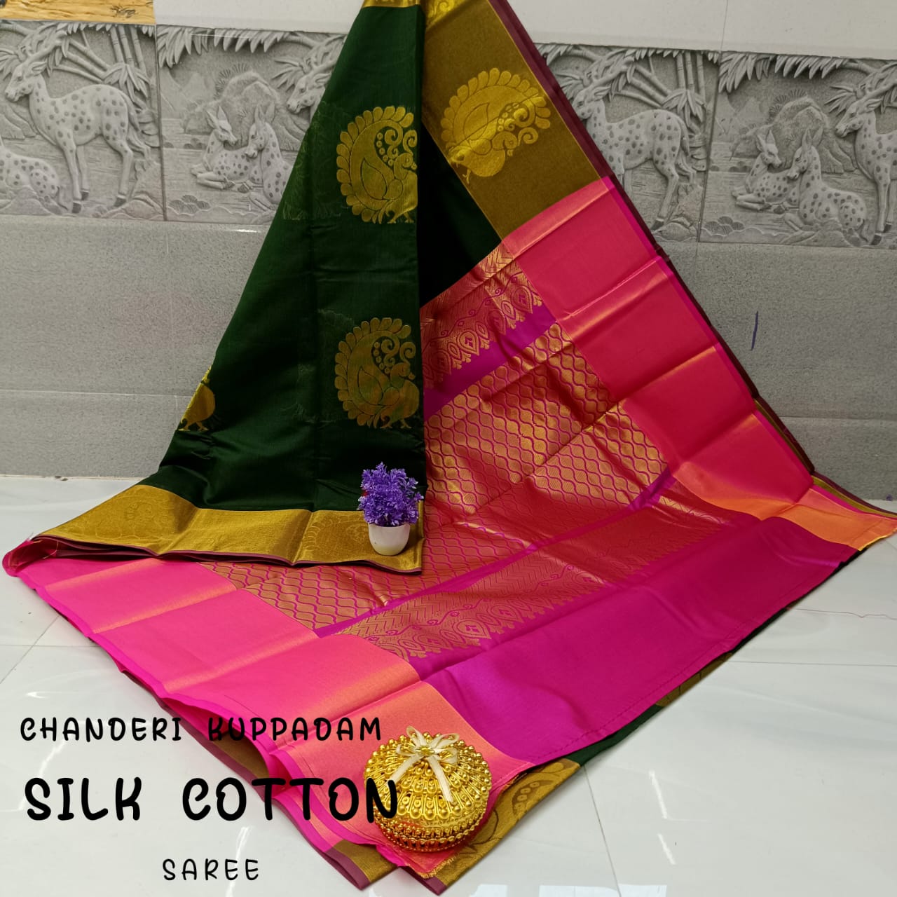 Chanderi Kuppadam Rich Silk Cotton Saree – Big Butta Design