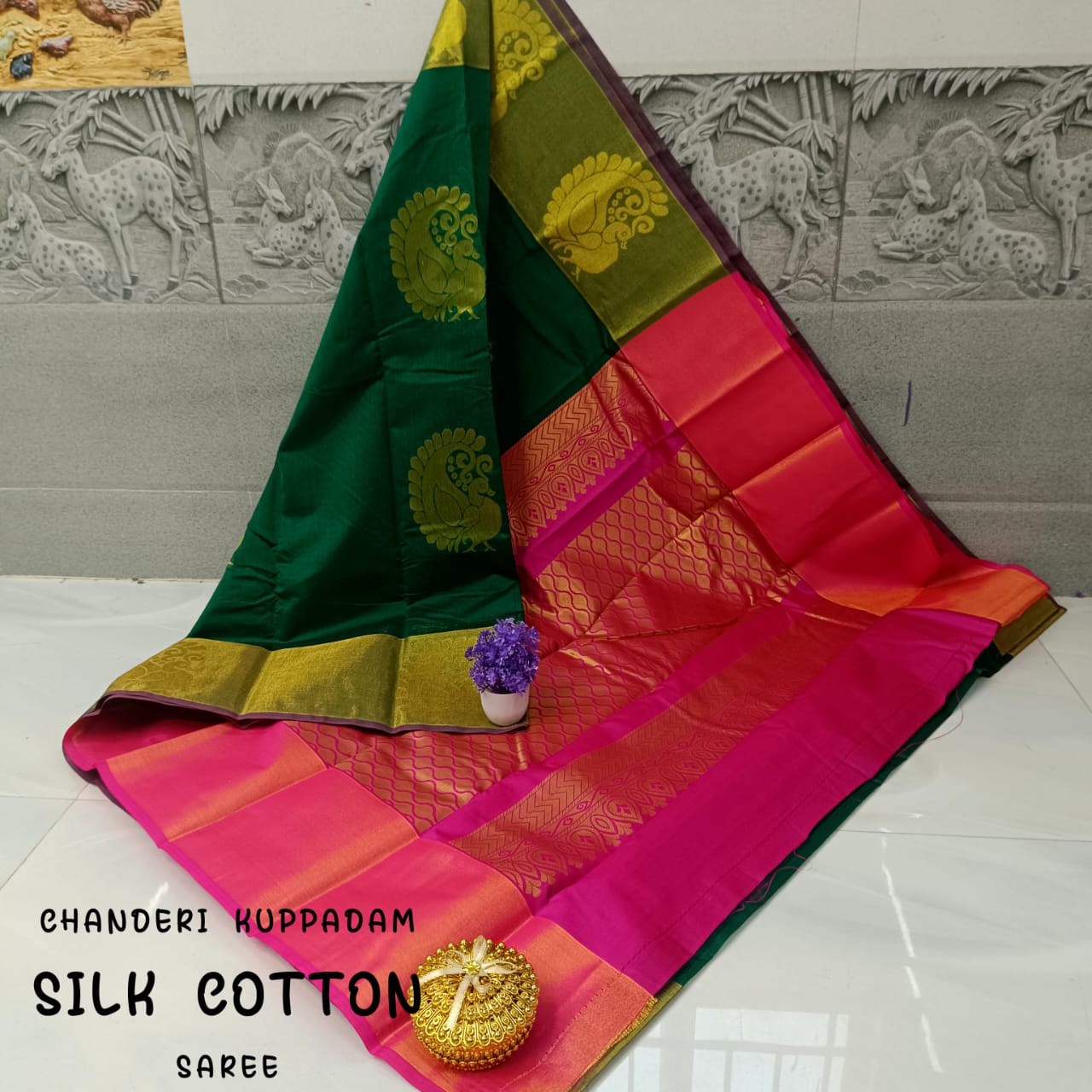 Chanderi Kuppadam Rich Silk Cotton Saree – Big Butta Design