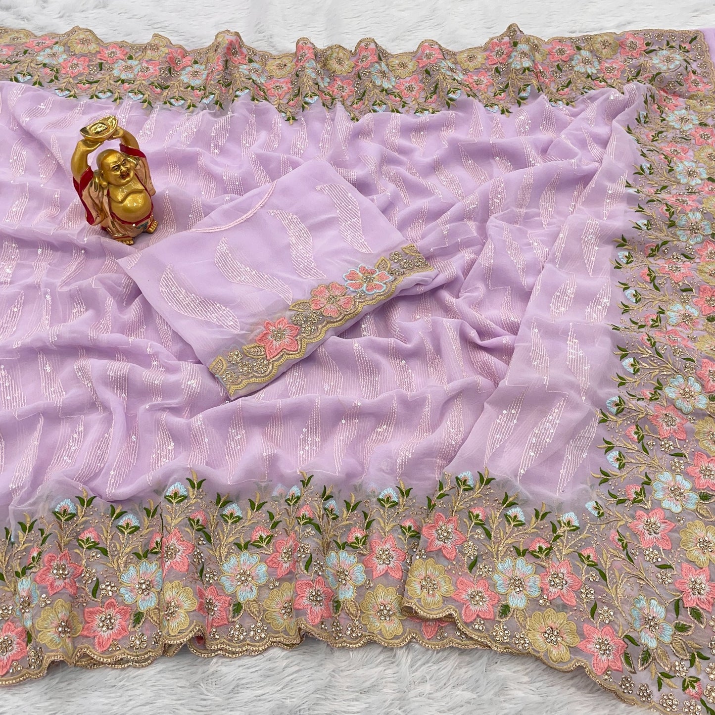 Premium Georgette Saree with Sequence & Stone Work