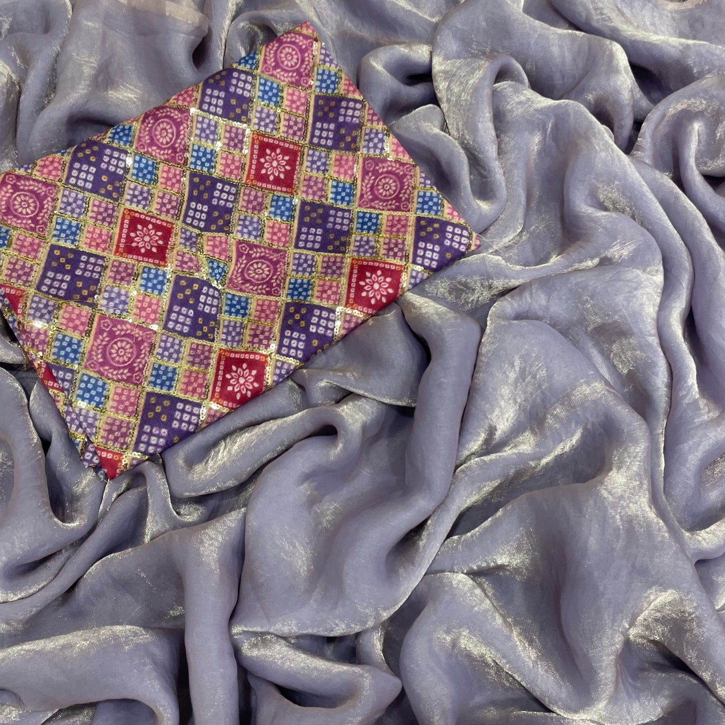 Space Silk Saree with Designer Mirror Work Blouse