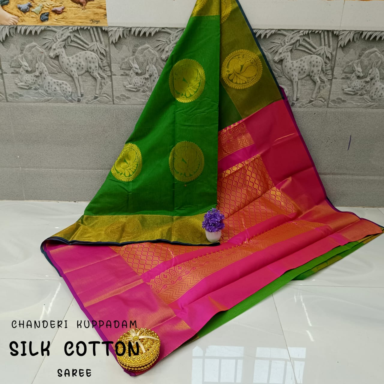 Chanderi Kuppadam Rich Silk Cotton Saree – Big Butta Design