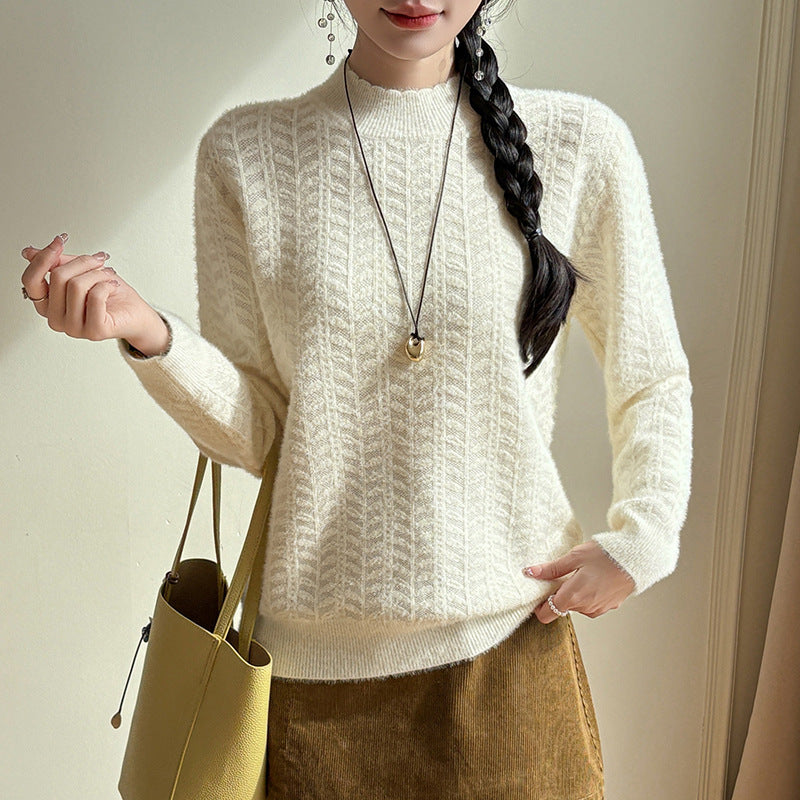 Mink Knitwear Anti-Pilling Sweater Base Layer Lace Sweater