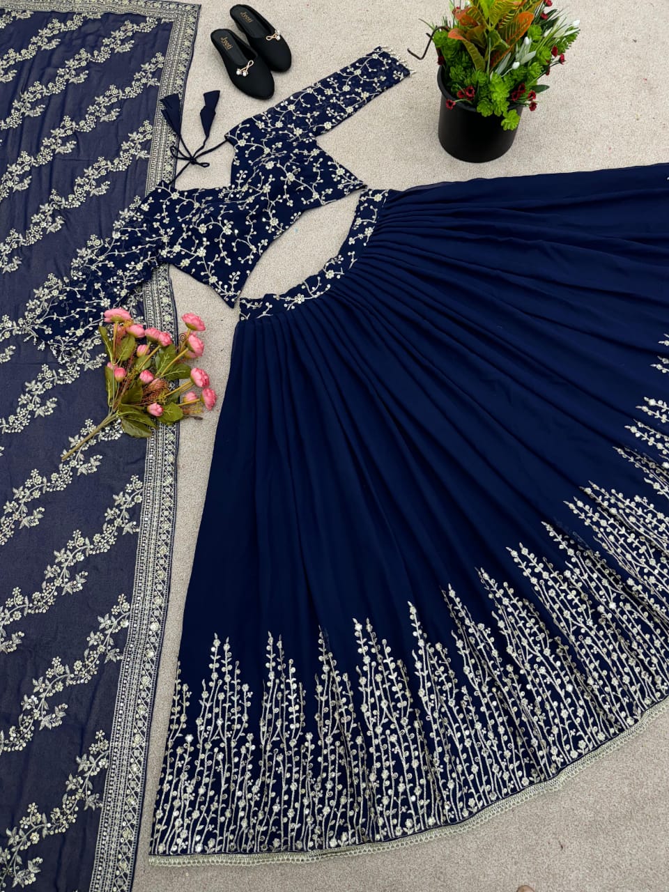 ✨ Elegant Embroidered Sequence Designer Lehenga Set – Premium Partywear