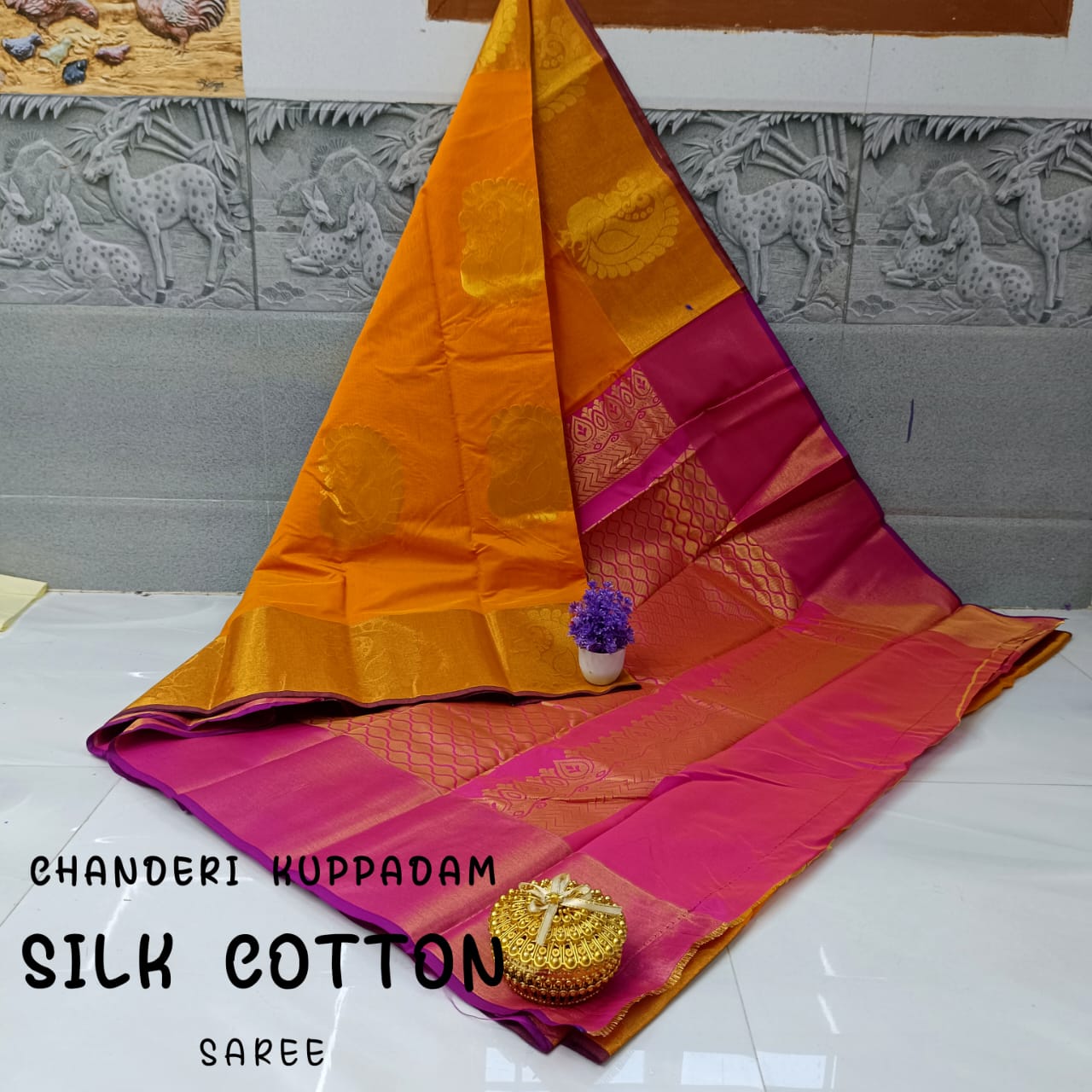 Chanderi Kuppadam Rich Silk Cotton Saree – Big Butta Design