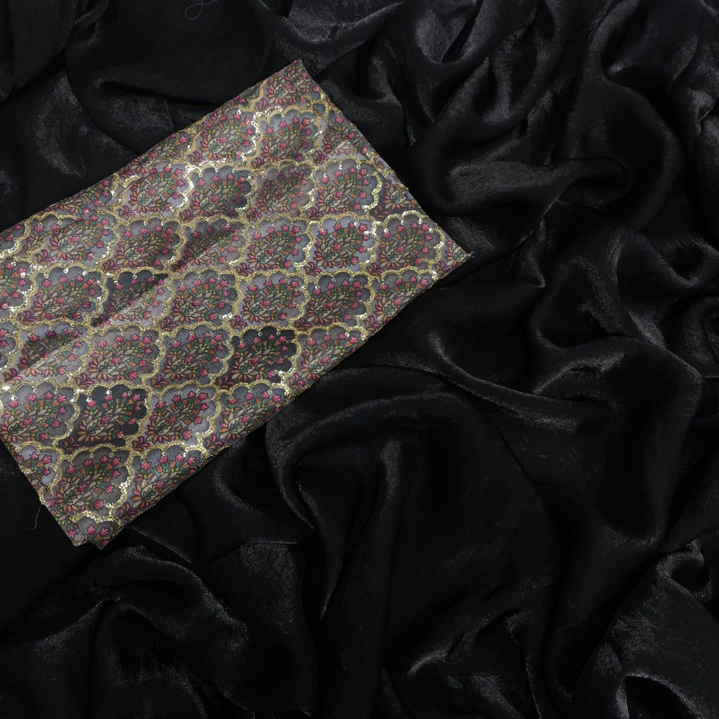 Space Silk Saree with Designer Mirror Work Blouse