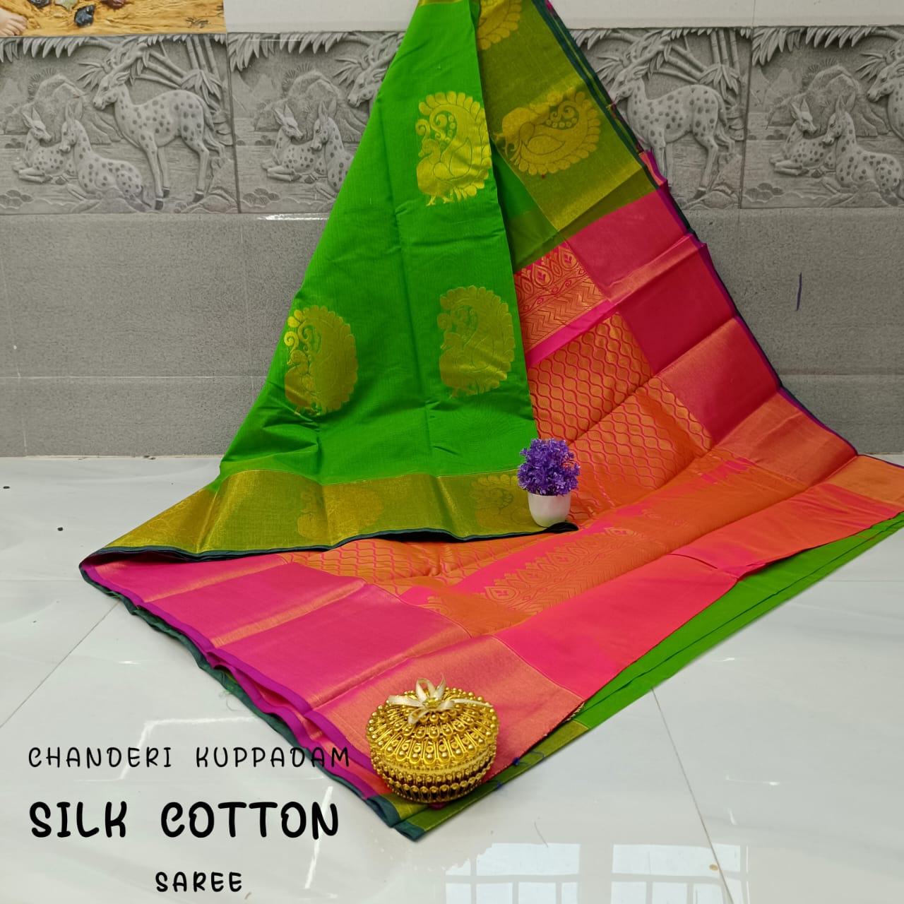 Chanderi Kuppadam Rich Silk Cotton Saree – Big Butta Design