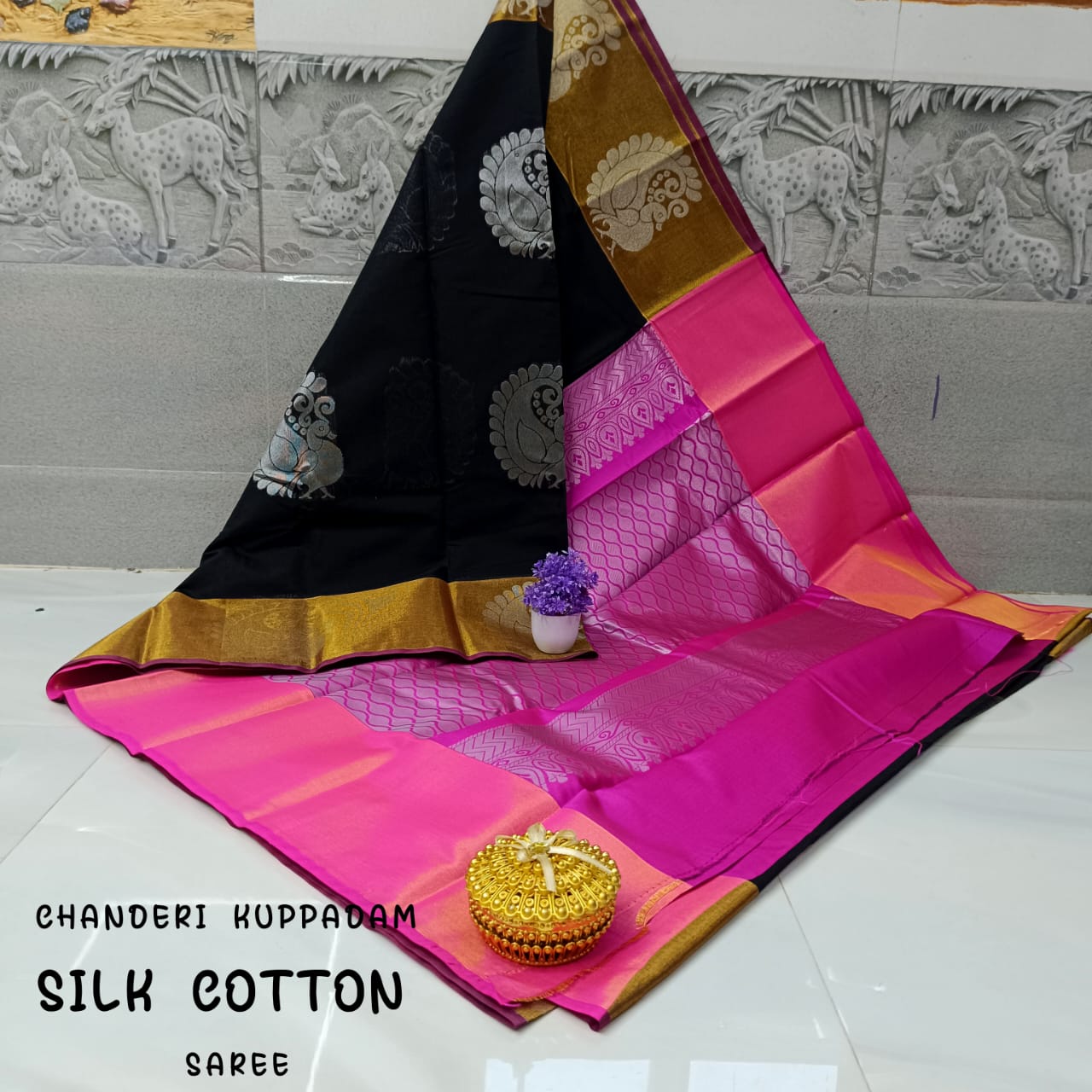 Chanderi Kuppadam Rich Silk Cotton Saree – Big Butta Design