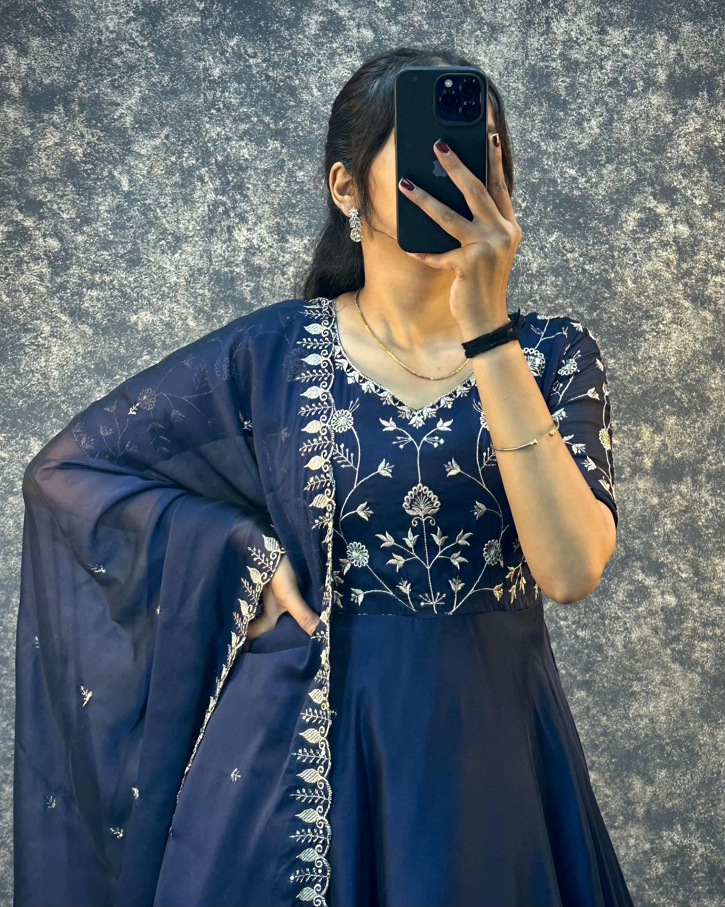 Ambika Silk Embroidered Gown Set with Dupatta – Festive Special (Copy) (Copy)