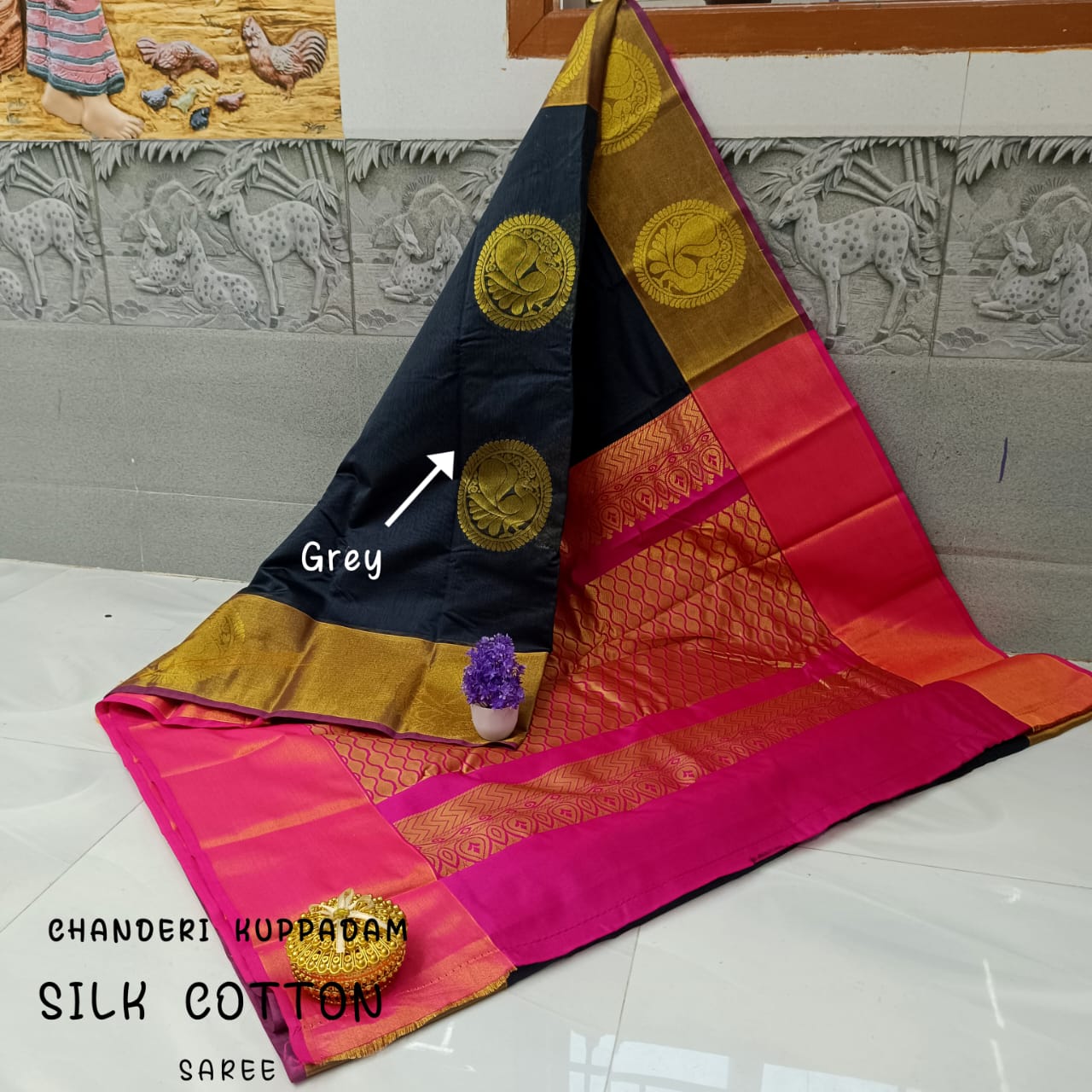 Chanderi Kuppadam Rich Silk Cotton Saree – Big Butta Design