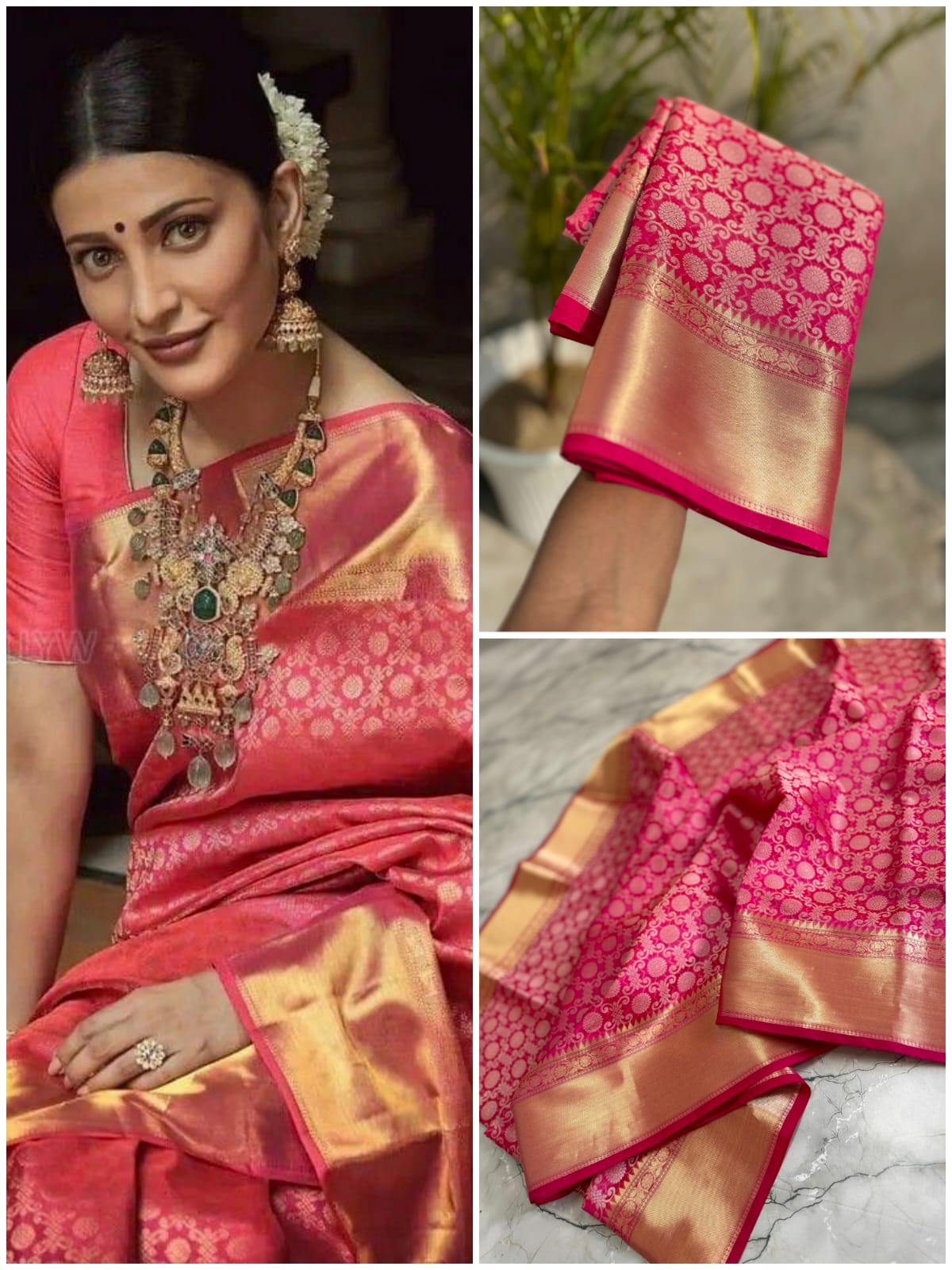 Banarasi Zari Tissue Silk Saree – Celebrity-Inspired Pink Beauty