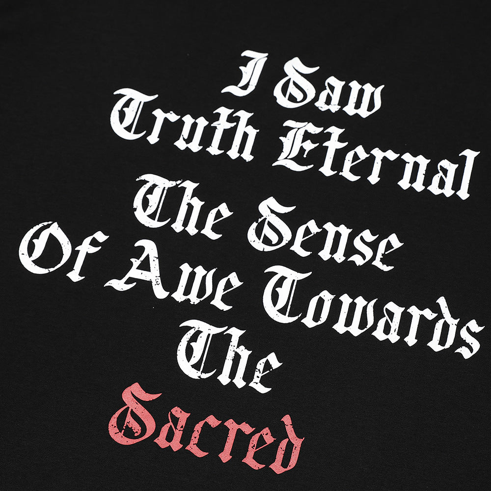 Loose Fit Round Neck Long Sleeve T-Shirt for Women with Letter Print