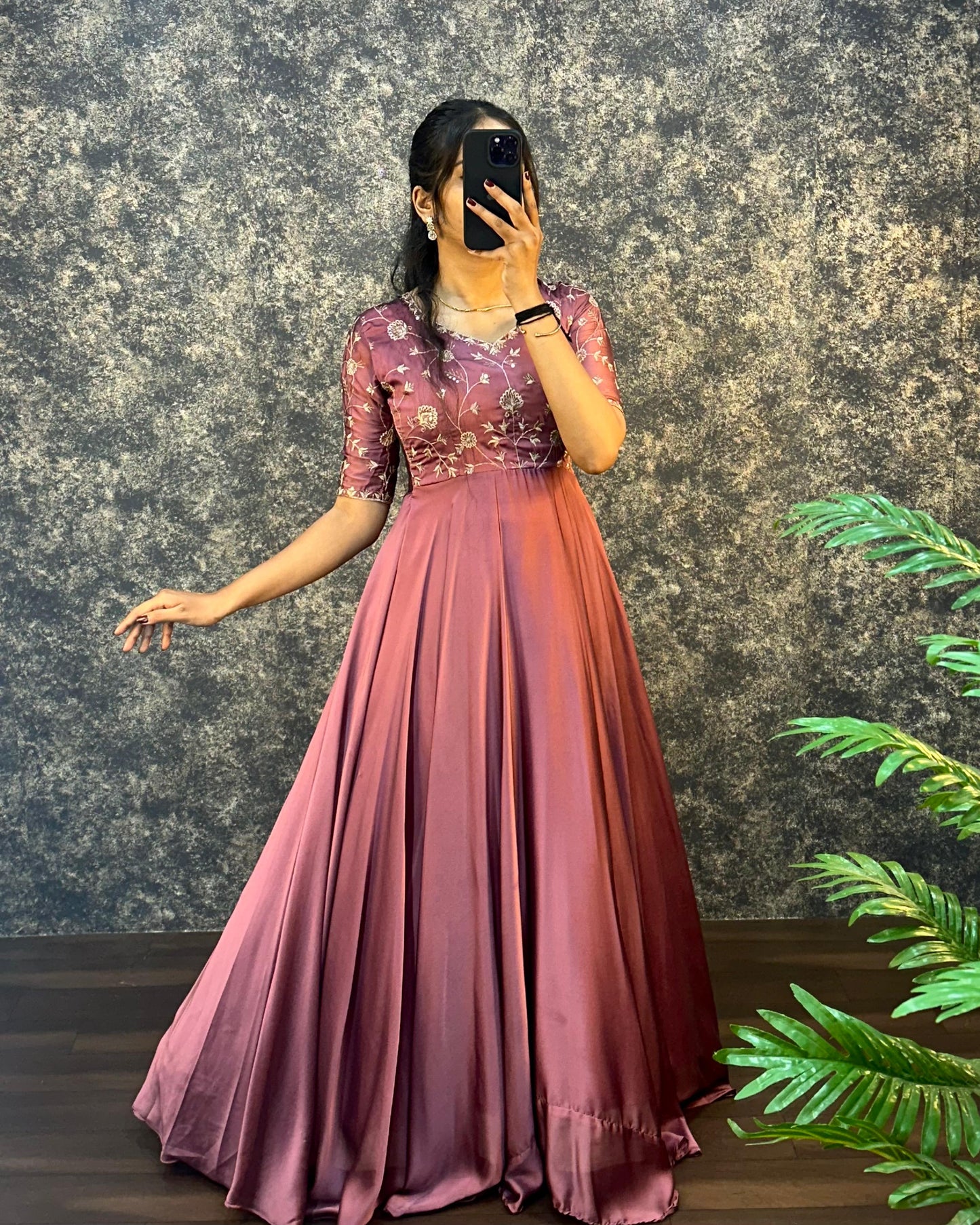 Ambika Silk Embroidered Gown Set with Dupatta – Festive Special (Copy)