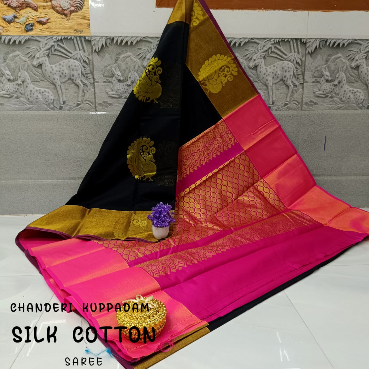 Chanderi Kuppadam Rich Silk Cotton Saree – Big Butta Design