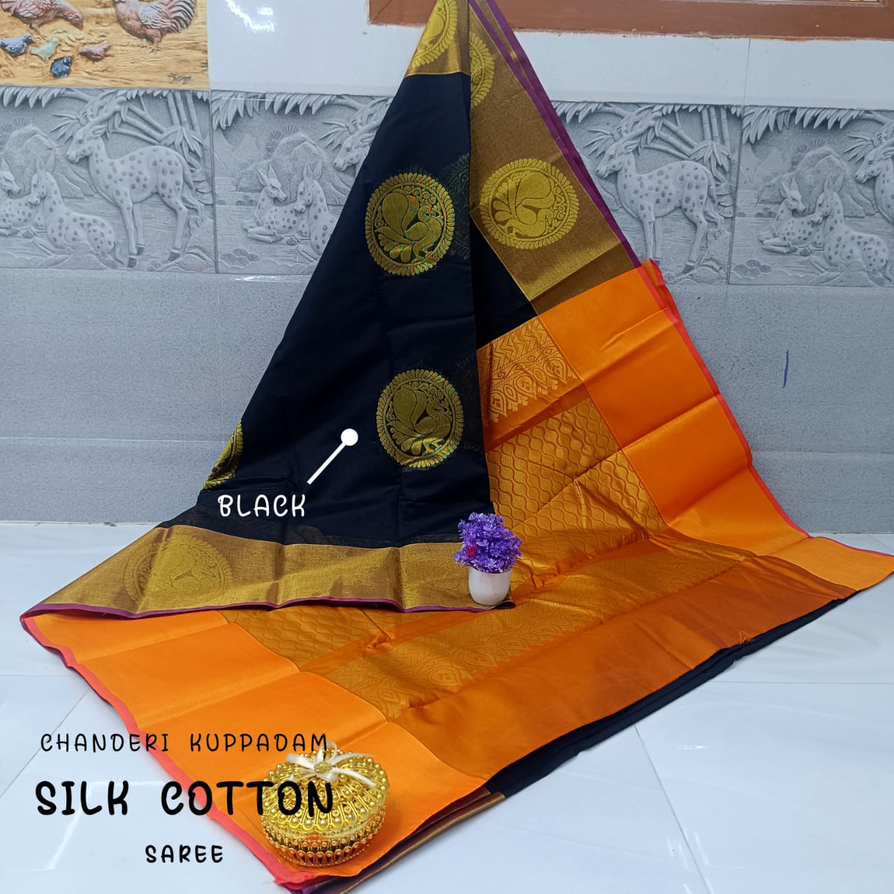 Chanderi Kuppadam Rich Silk Cotton Saree – Big Butta Design