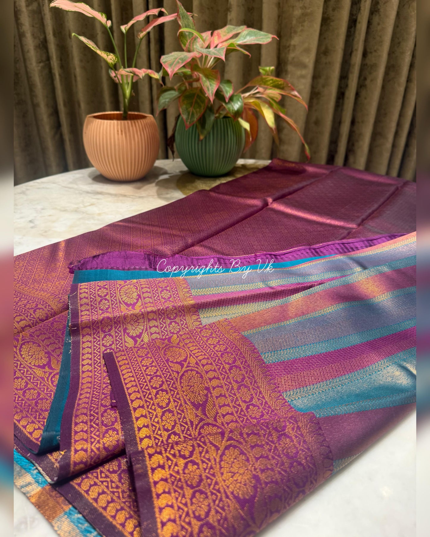 Taniya semi silk saree with traditional temple border