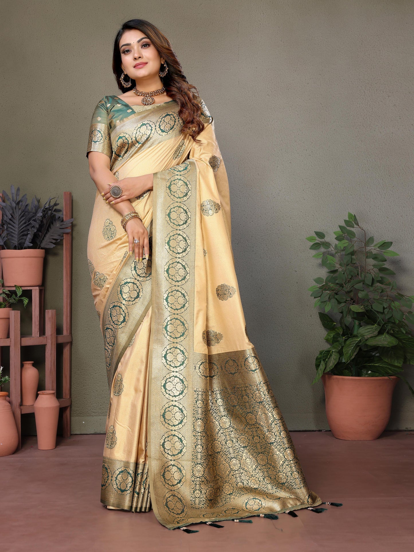 Budget-Friendly Premium Viscose Silk Saree with Contrast Woven Border & Pallu