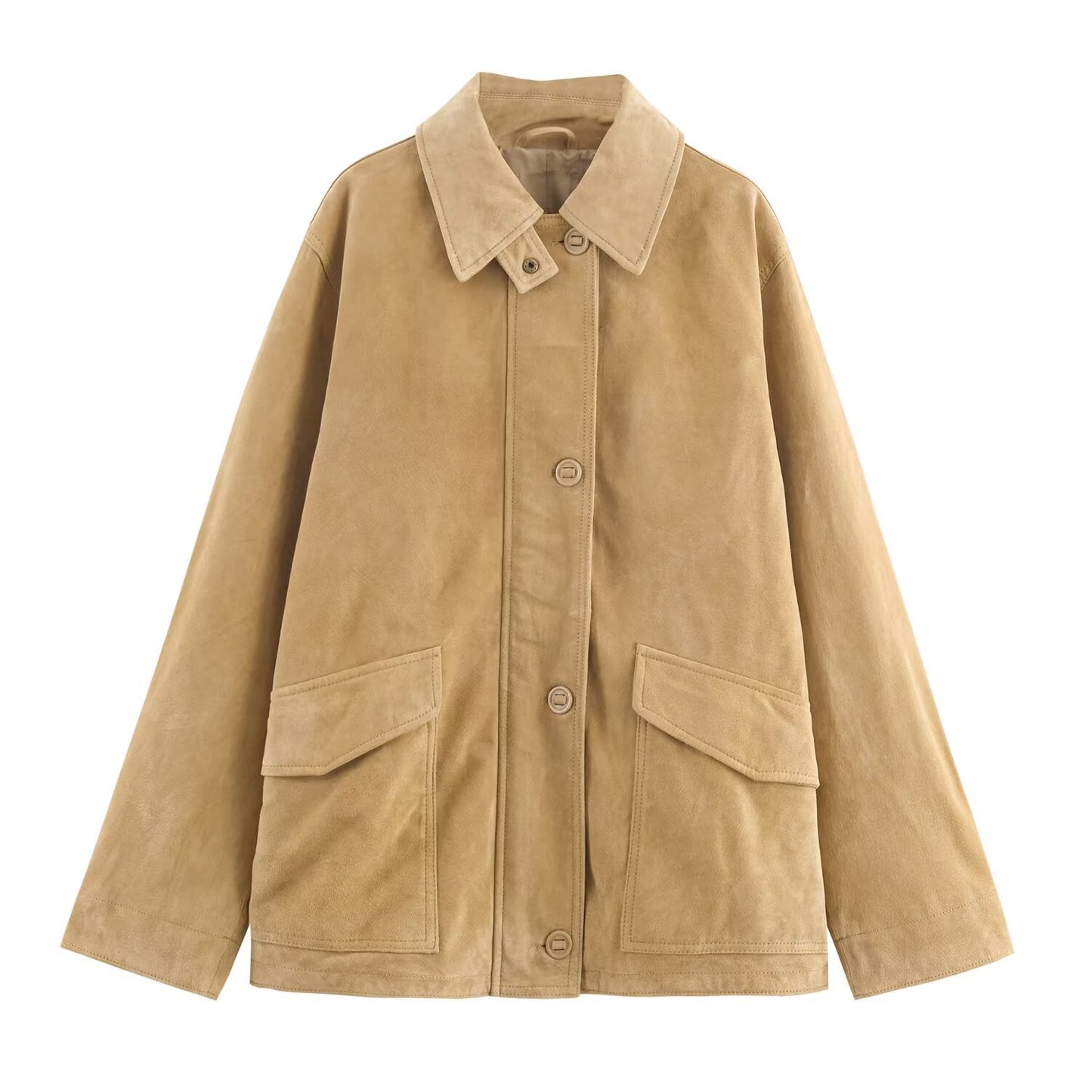 Suede textured leather jacket for women's clothing