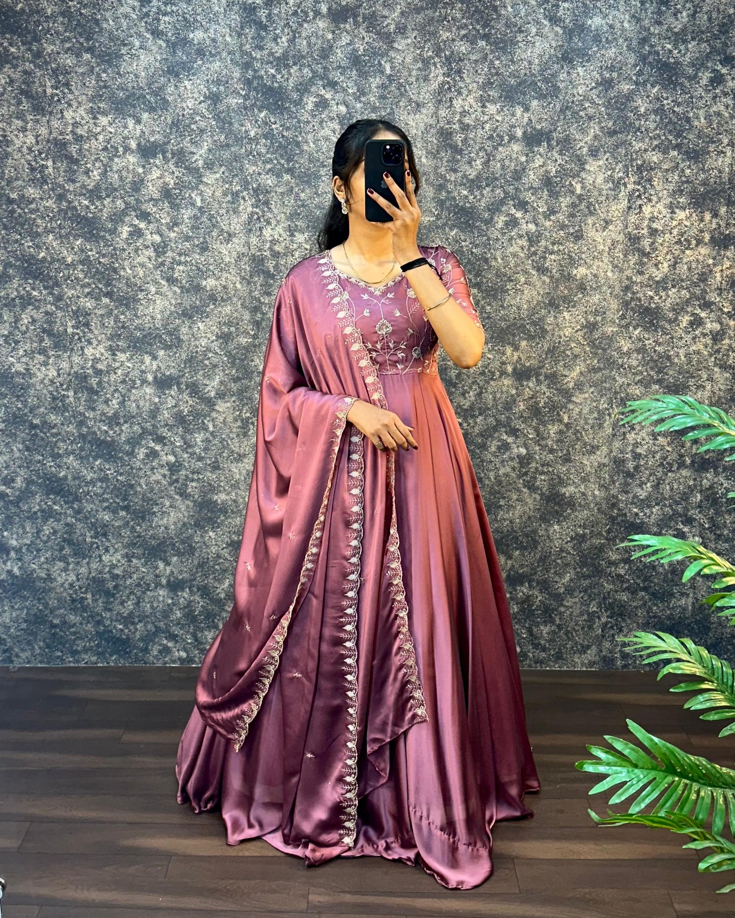 Ambika Silk Embroidered Gown Set with Dupatta – Festive Special (Copy)