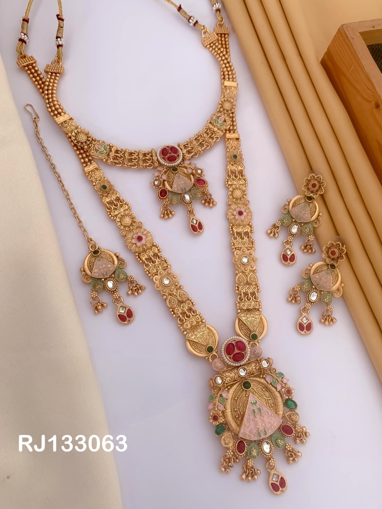 Dual Necklace Set with Earrings and tikka