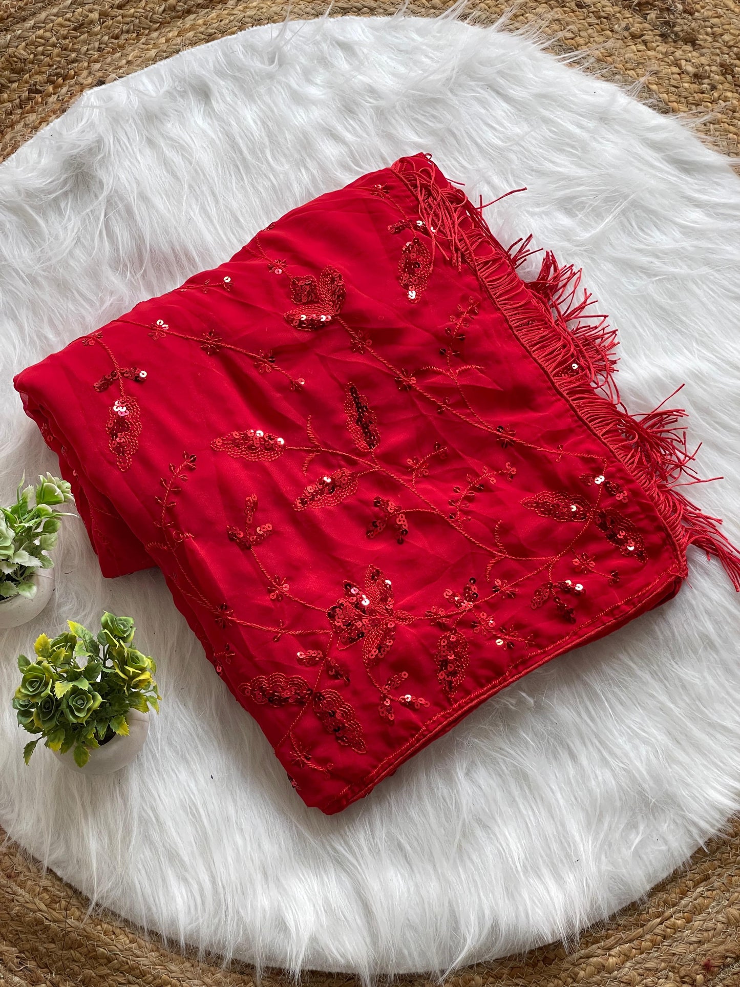 Bollywood Blockbuster Designer Georgette Saree with Heavy Sequins Work