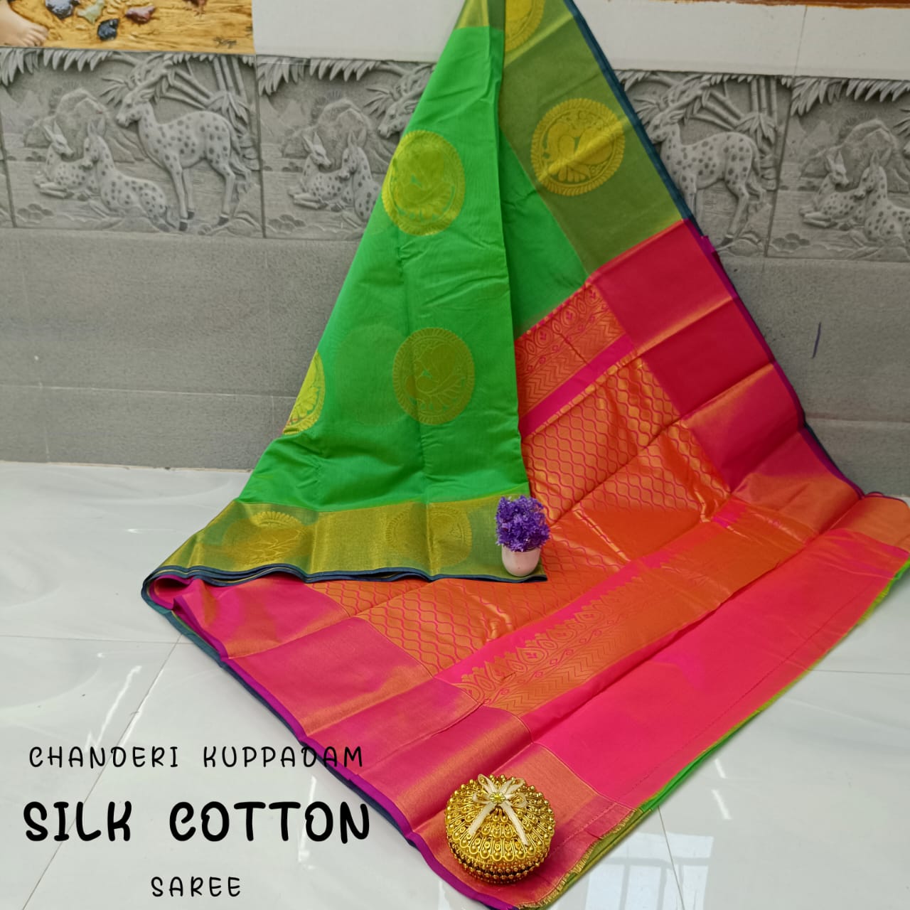 Chanderi Kuppadam Rich Silk Cotton Saree – Big Butta Design