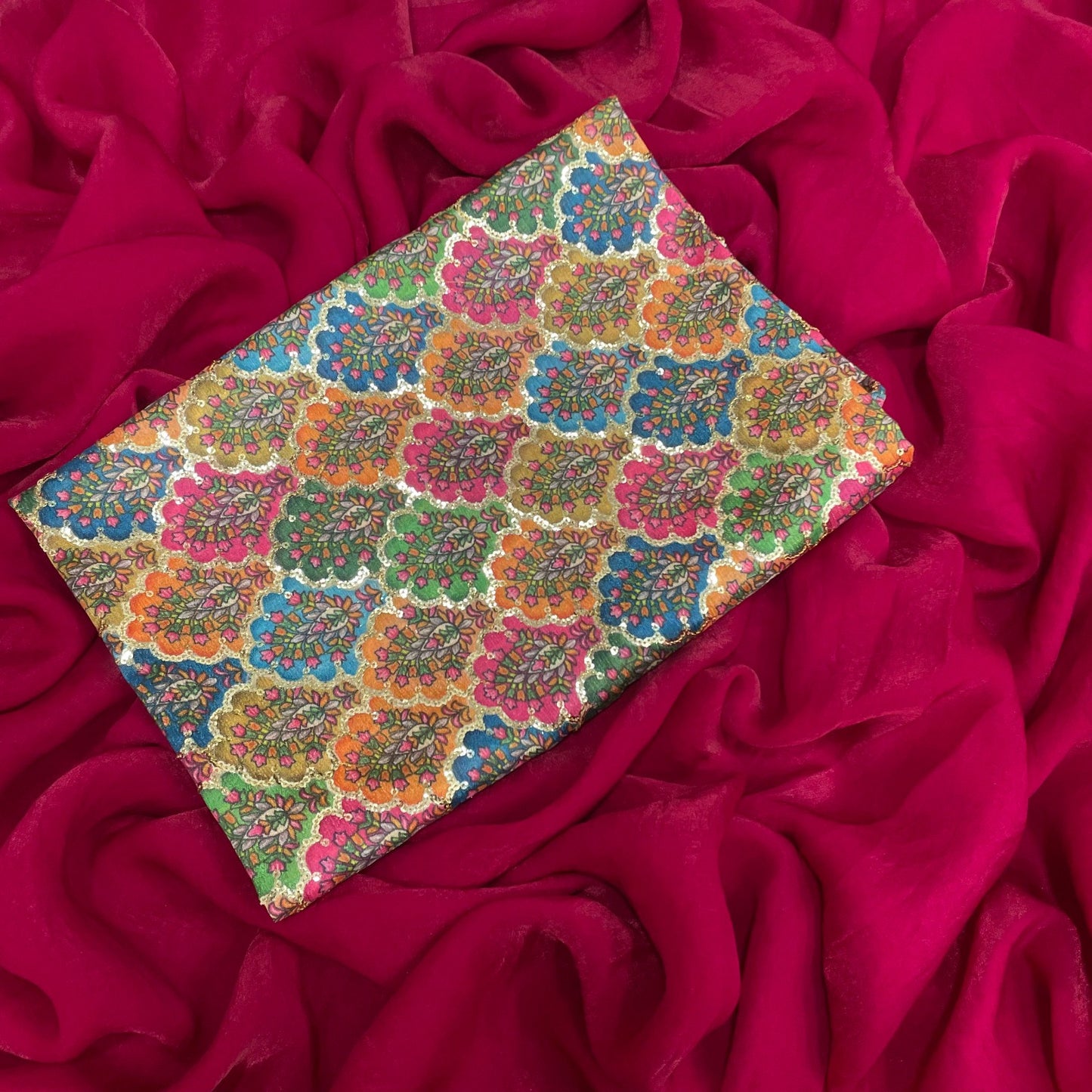 Space Silk Saree with Designer Mirror Work Blouse
