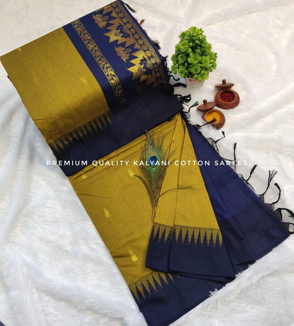 Kalyani Cotton Saree – Gadwal Paithani Style with Grand Jari Pallu