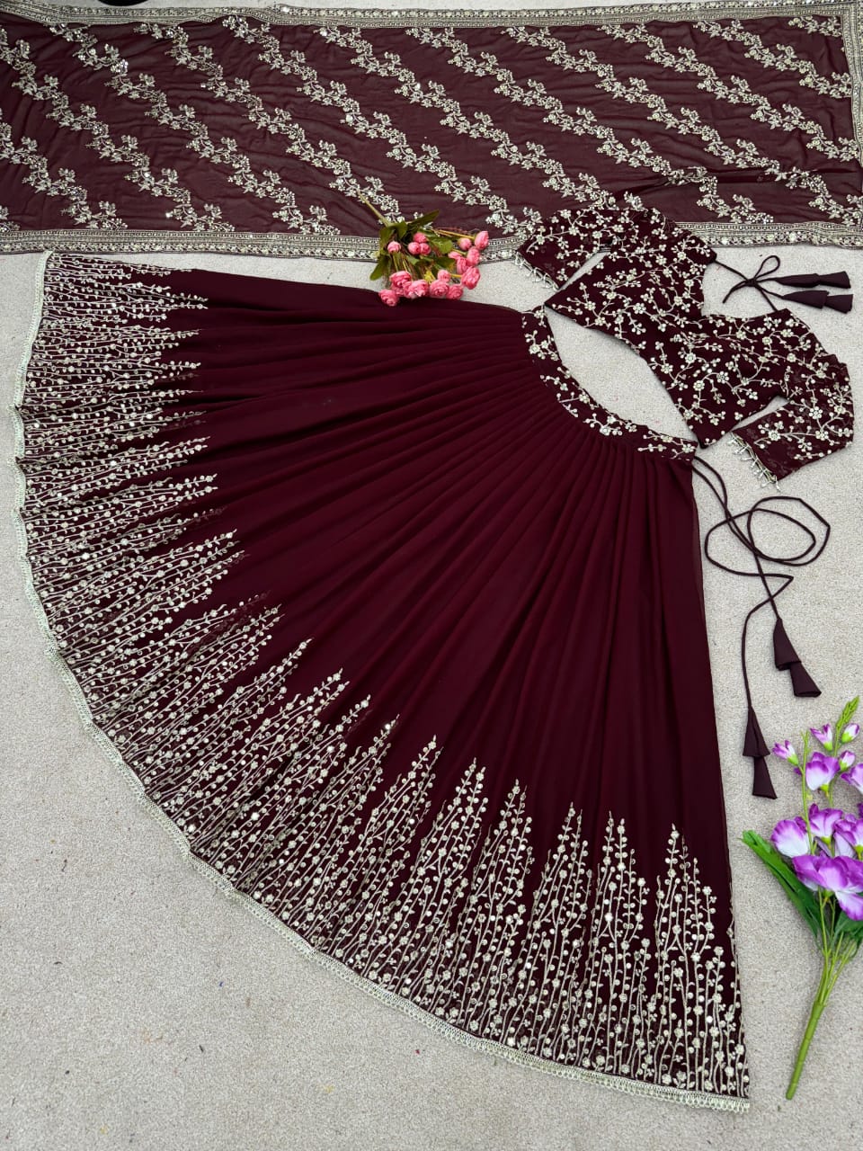 ✨ Elegant Embroidered Sequence Designer Lehenga Set – Premium Partywear