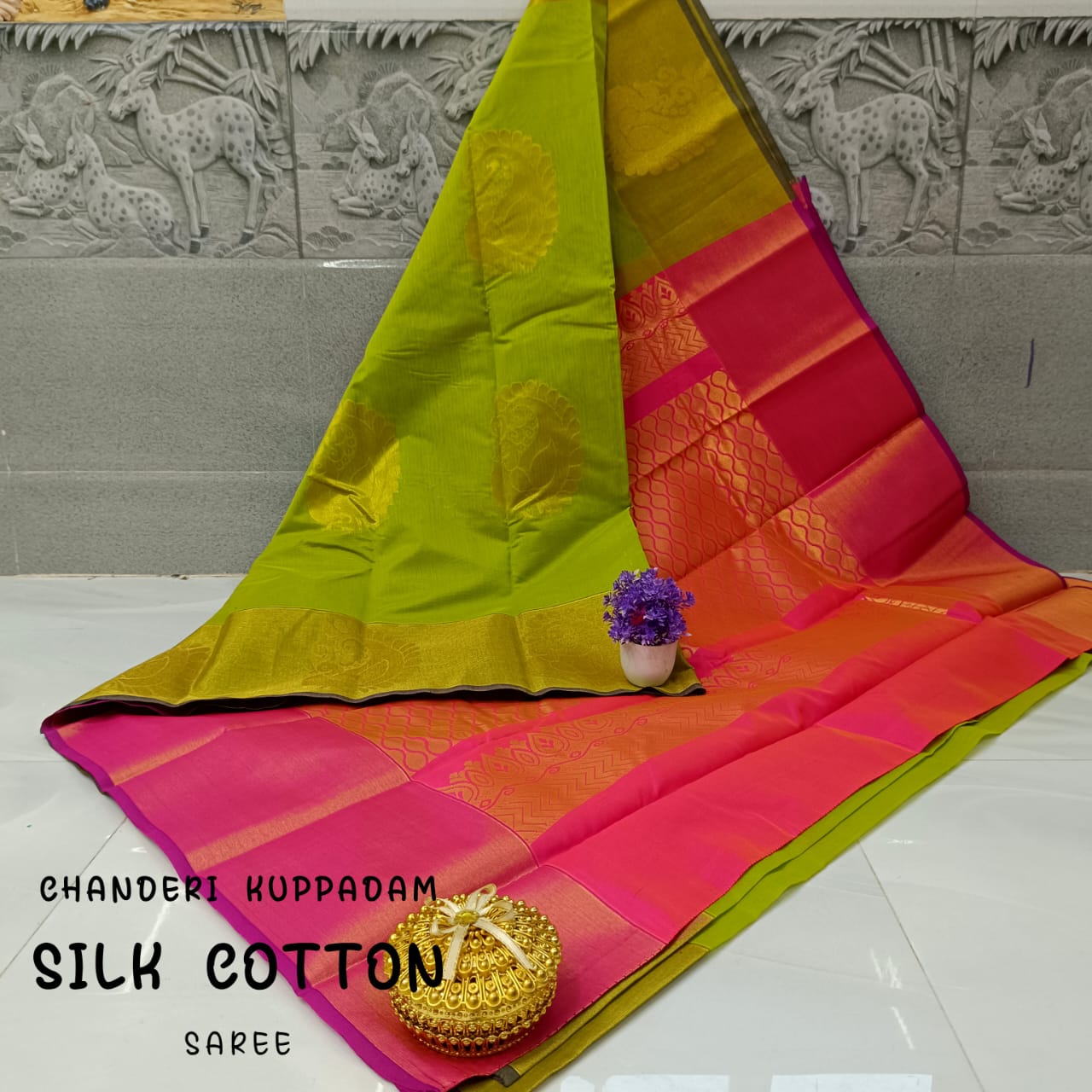 Chanderi Kuppadam Rich Silk Cotton Saree – Big Butta Design