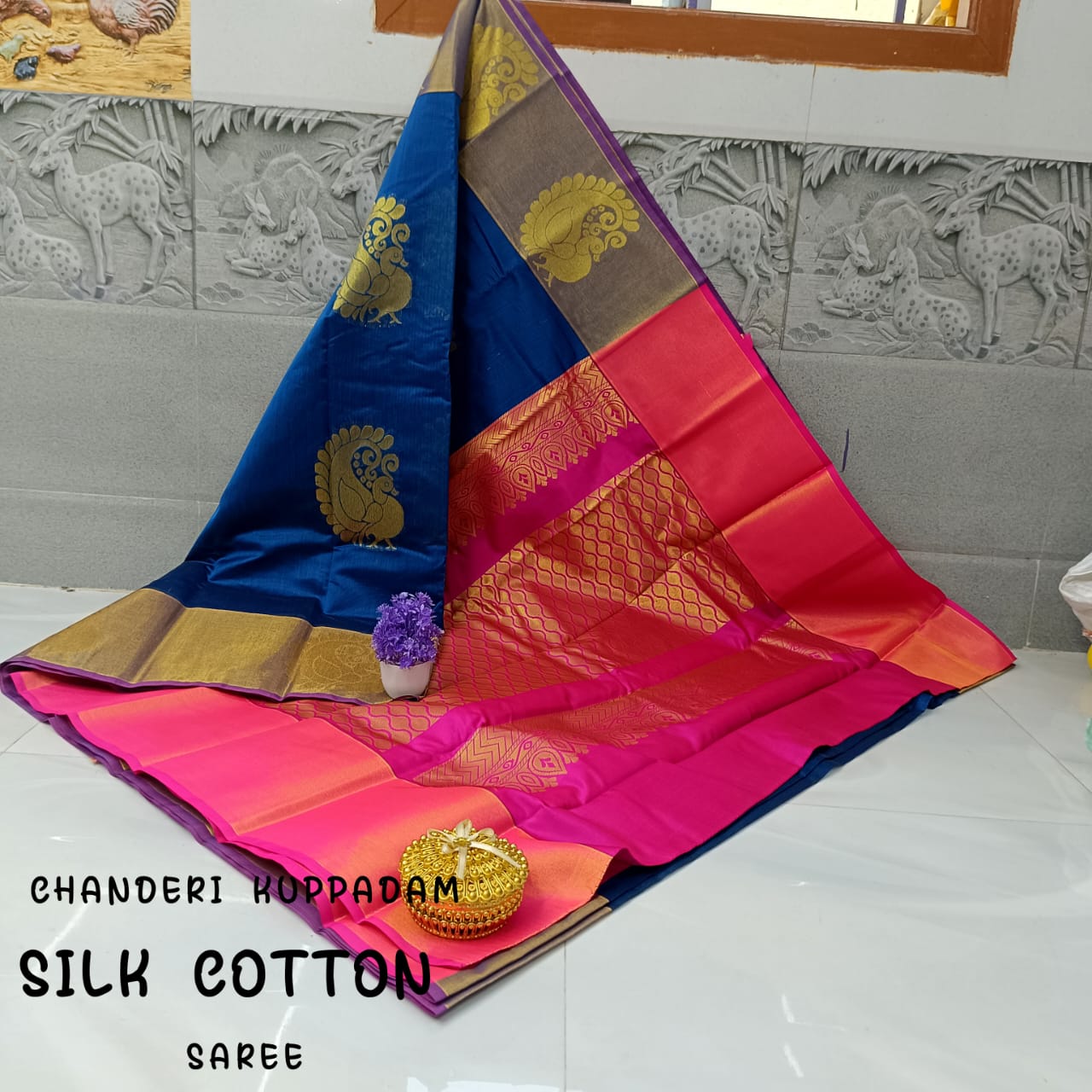 Chanderi Kuppadam Rich Silk Cotton Saree – Big Butta Design