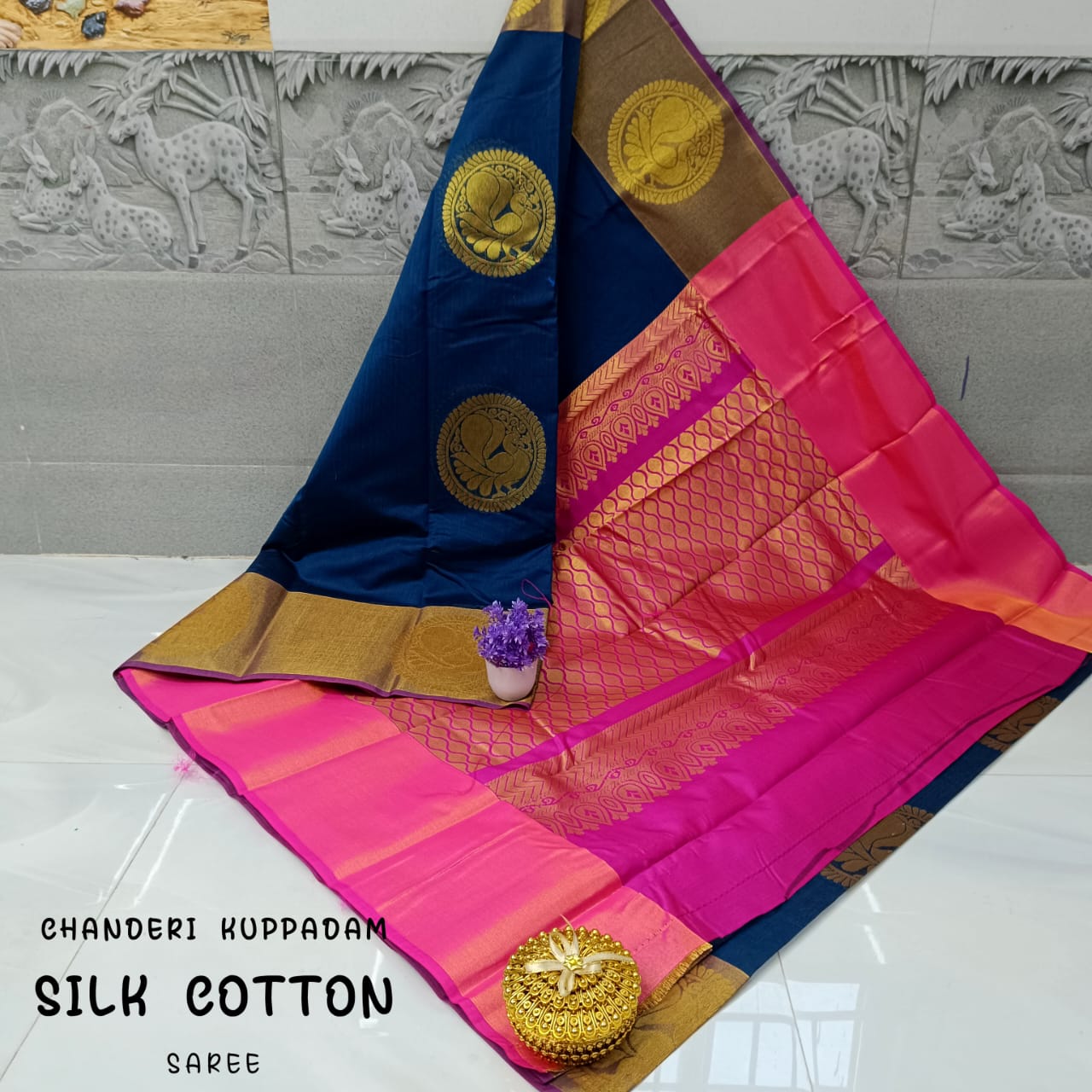Chanderi Kuppadam Rich Silk Cotton Saree – Big Butta Design