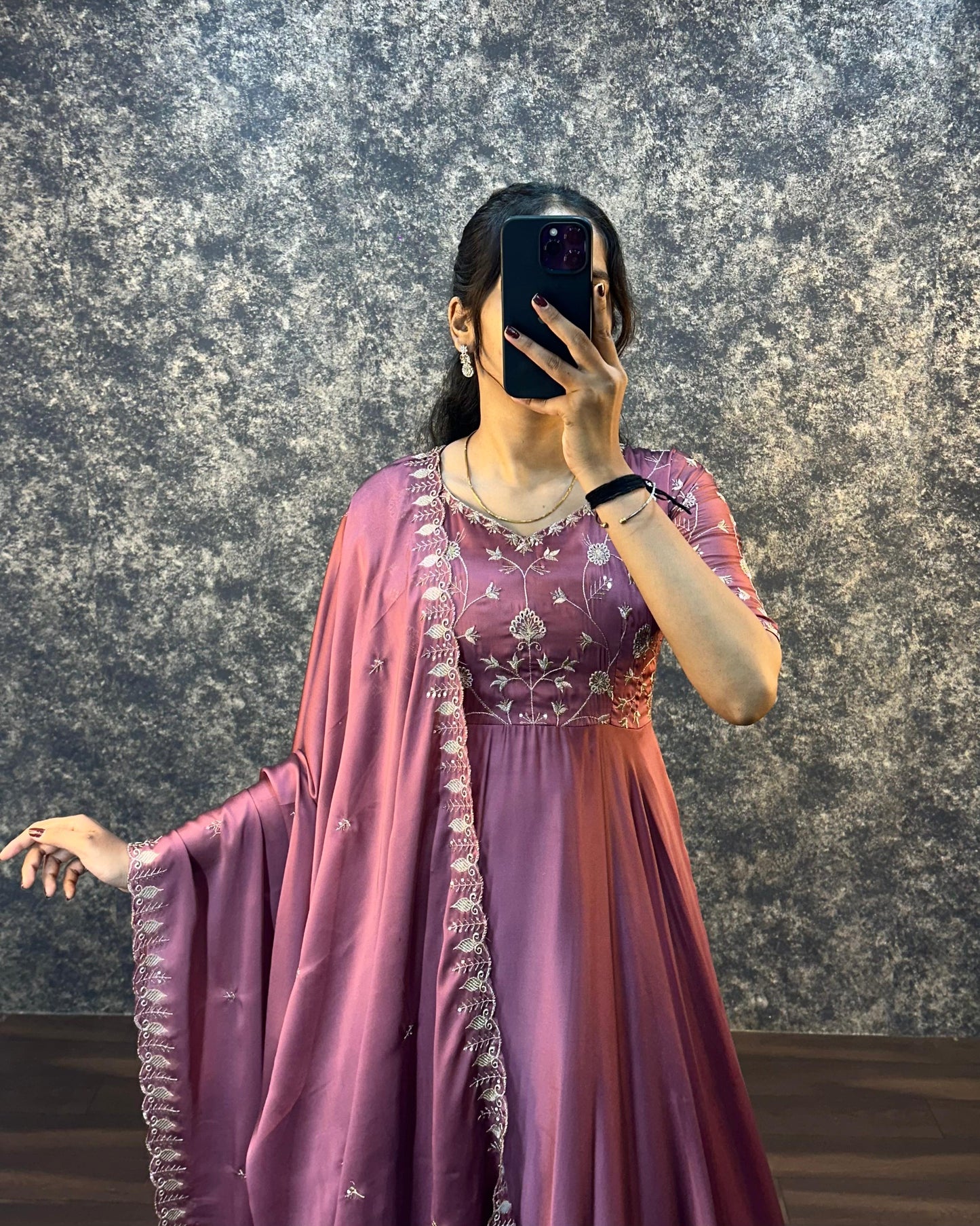 Ambika Silk Embroidered Gown Set with Dupatta – Festive Special (Copy)