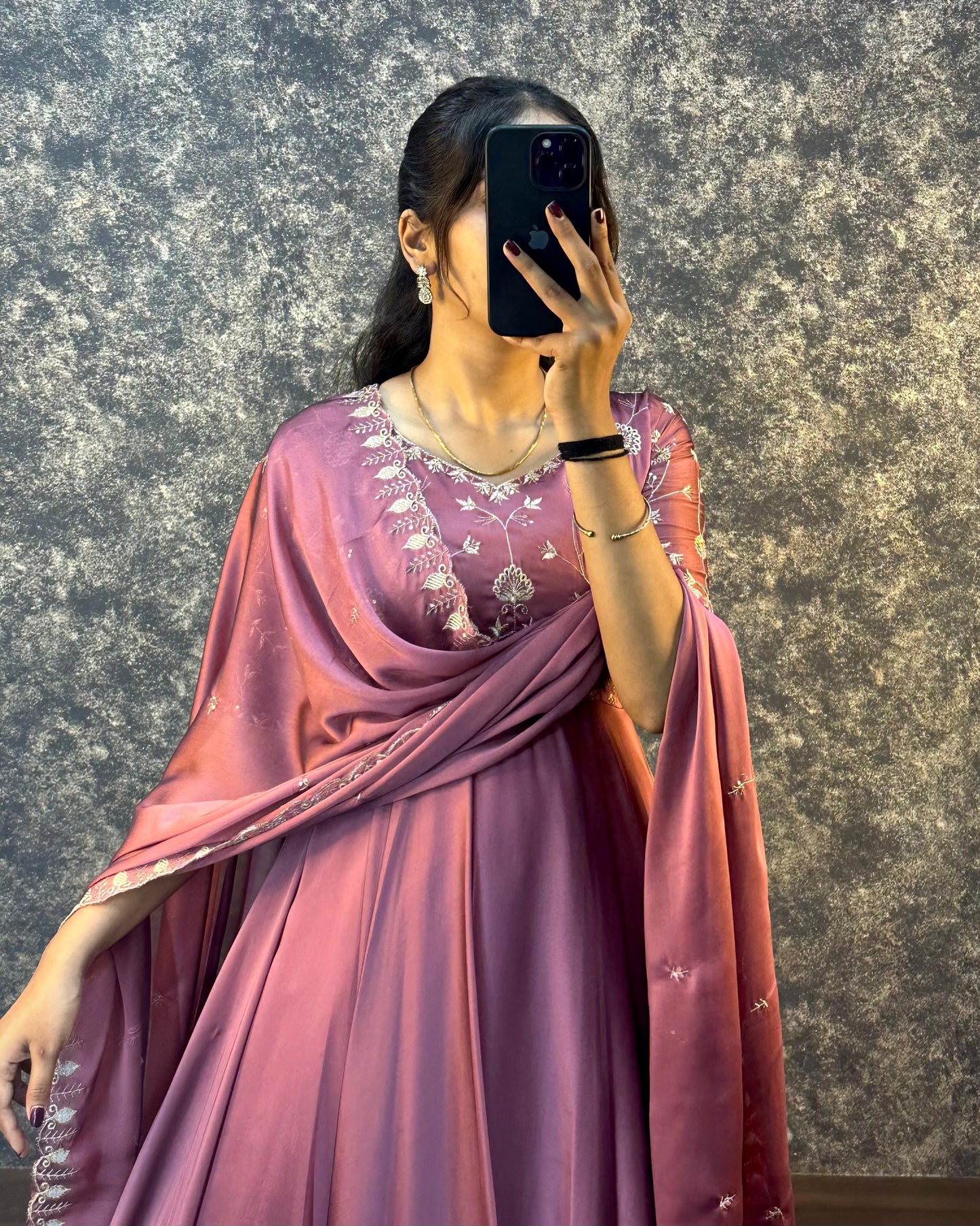 Ambika Silk Embroidered Gown Set with Dupatta – Festive Special (Copy)