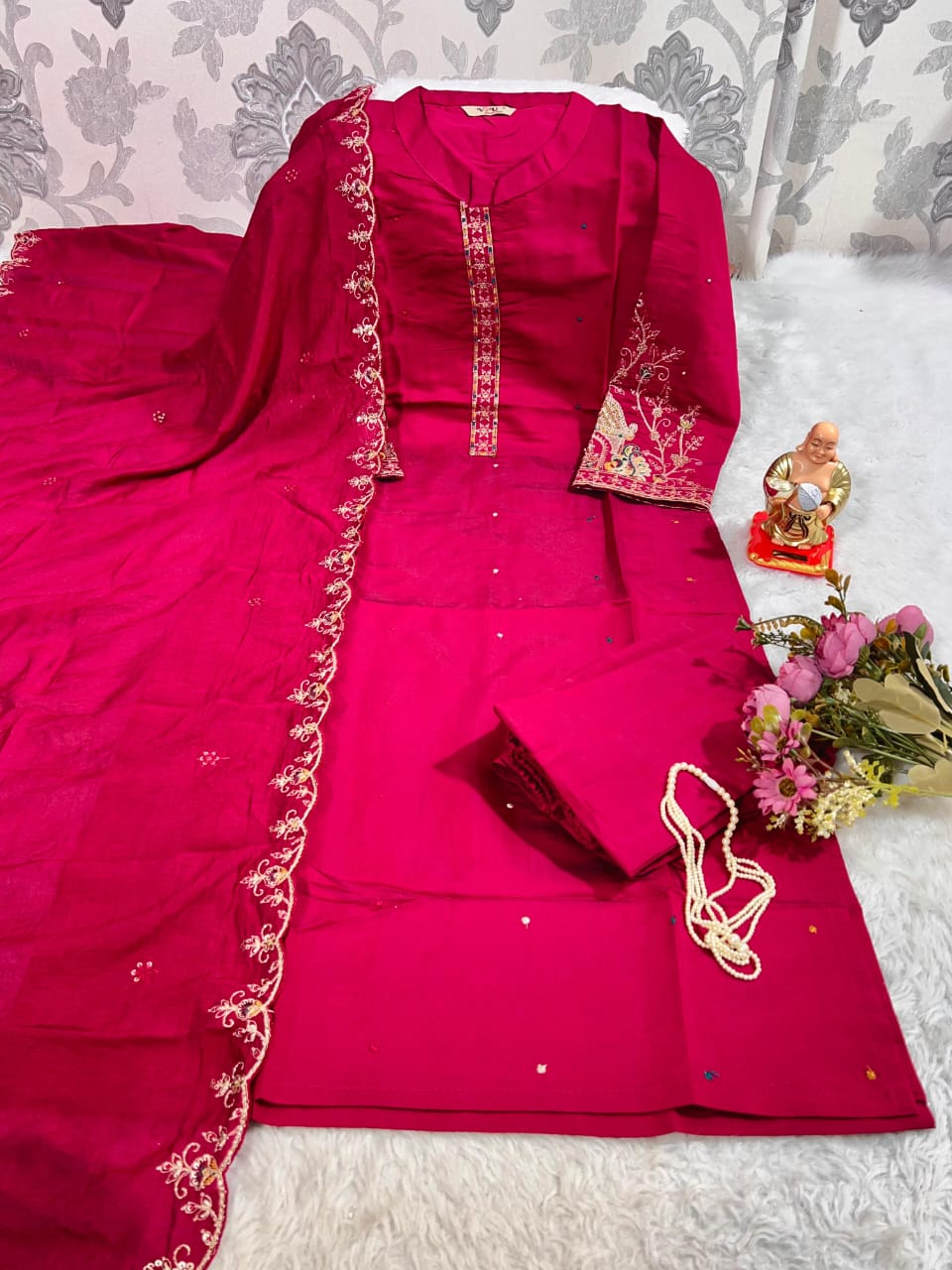 ✨ Festive Traditional Muslin Silk Kurti Set ✨