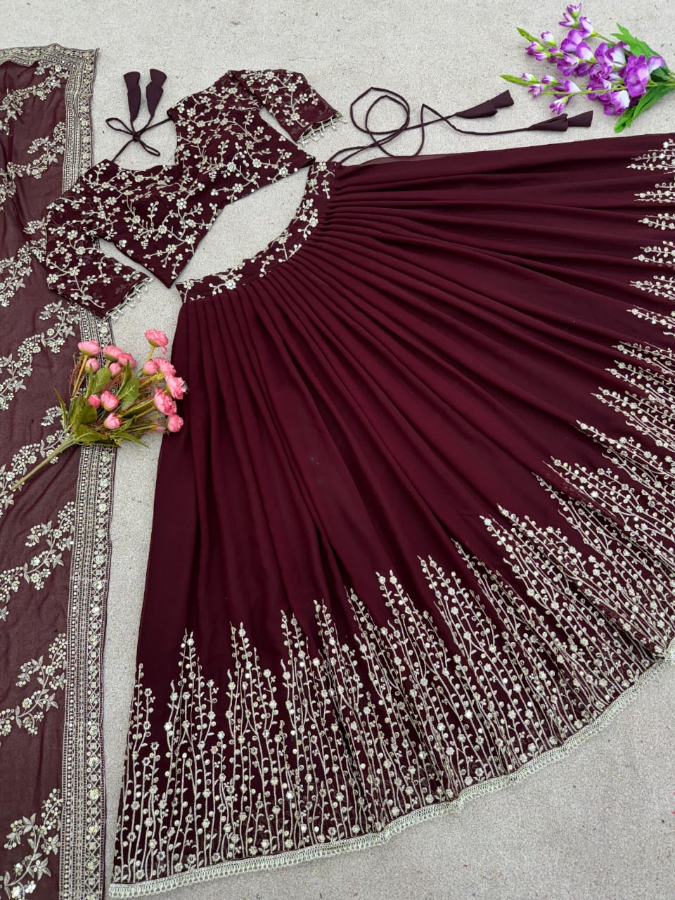 ✨ Elegant Embroidered Sequence Designer Lehenga Set – Premium Partywear