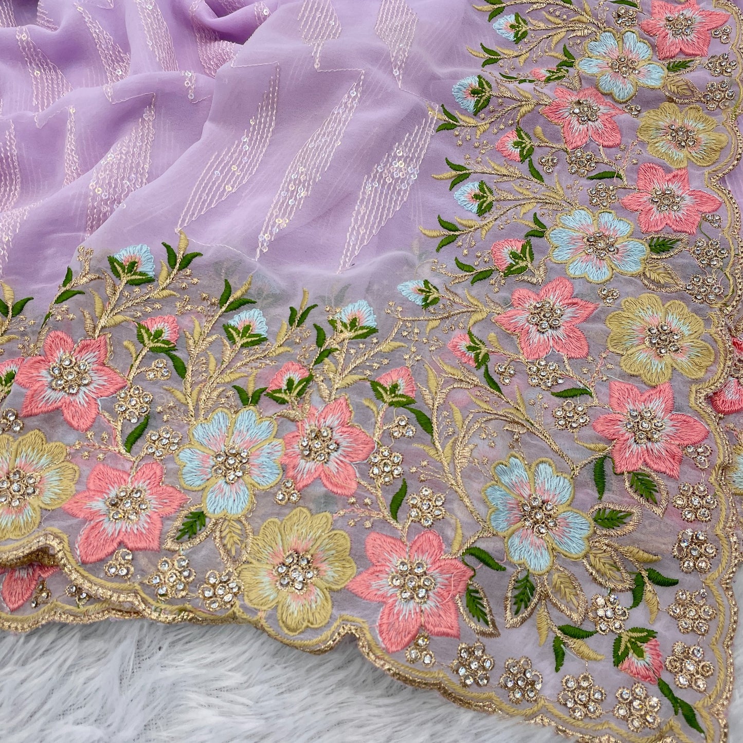 Premium Georgette Saree with Sequence & Stone Work