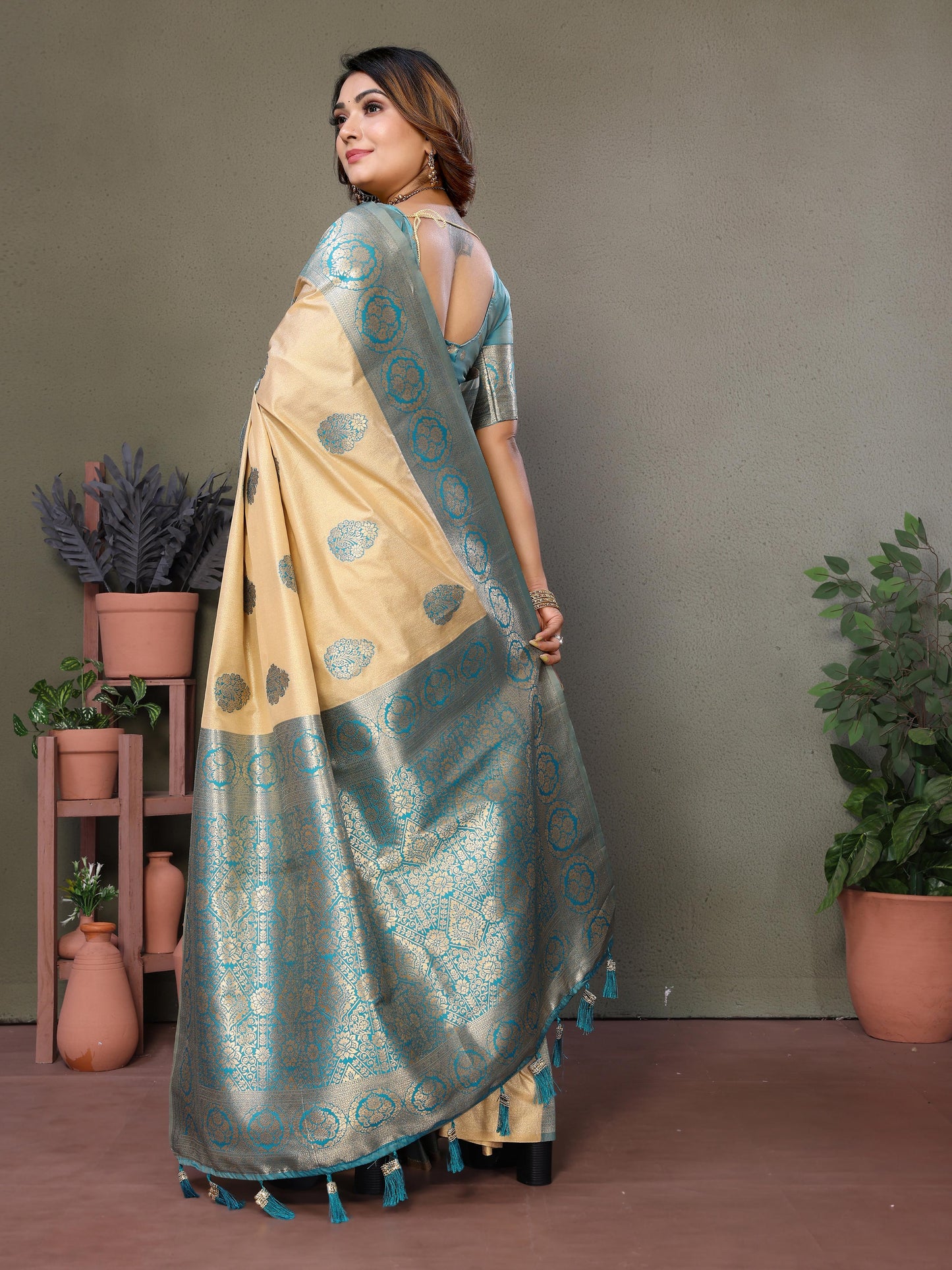 Budget-Friendly Premium Viscose Silk Saree with Contrast Woven Border & Pallu