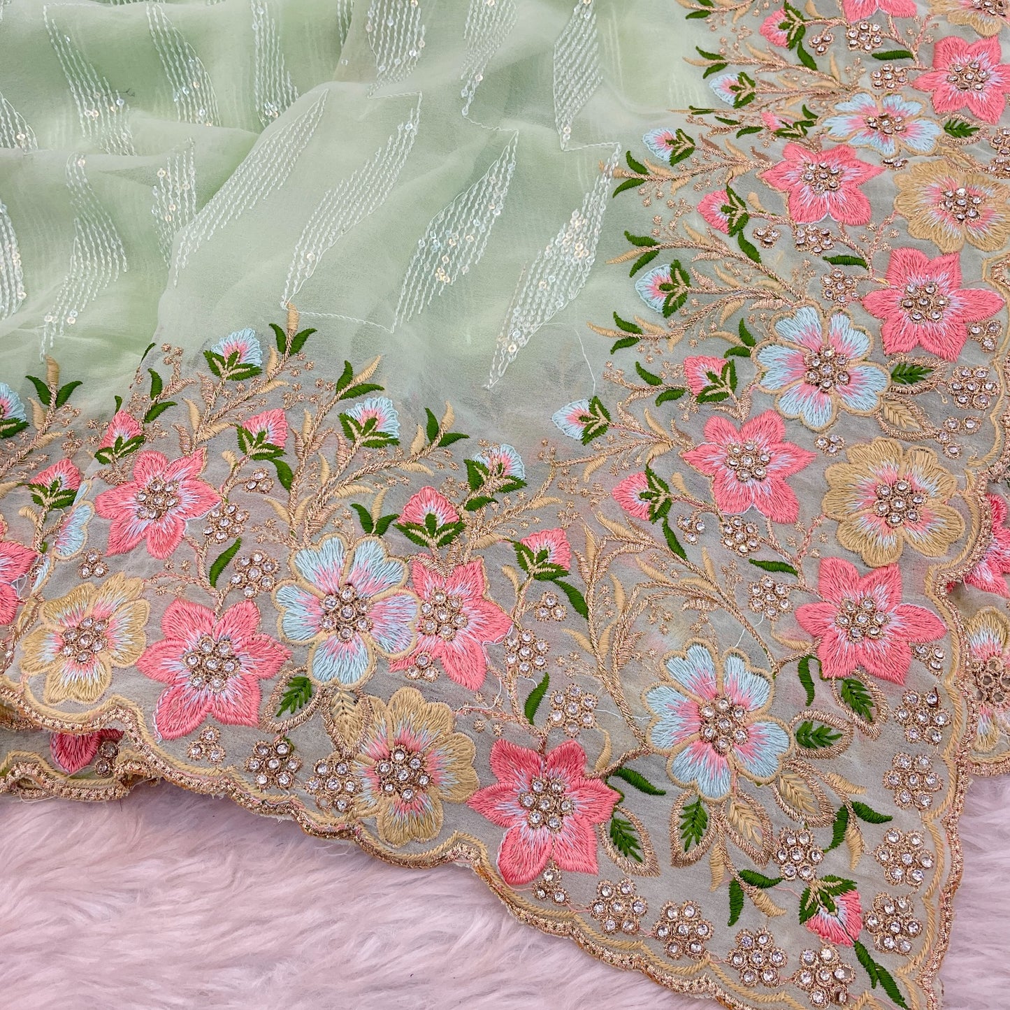 Premium Georgette Saree with Sequence & Stone Work